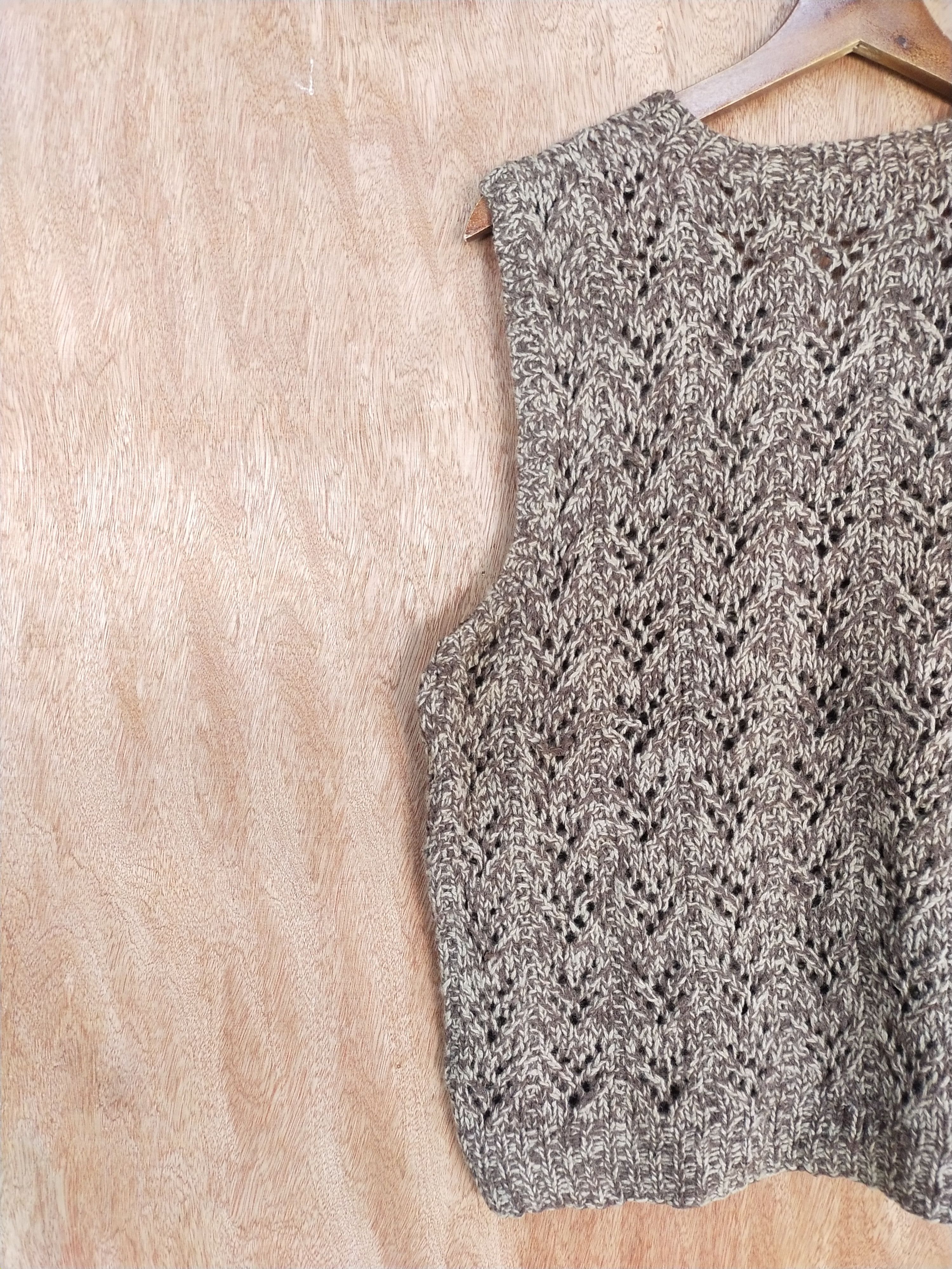 Homespun Knitwear Japan crochet vest meshnet Brown sleeveless knitwear #S182 Size M / US 6-8 / IT 42-44 - 7 Thumbnail