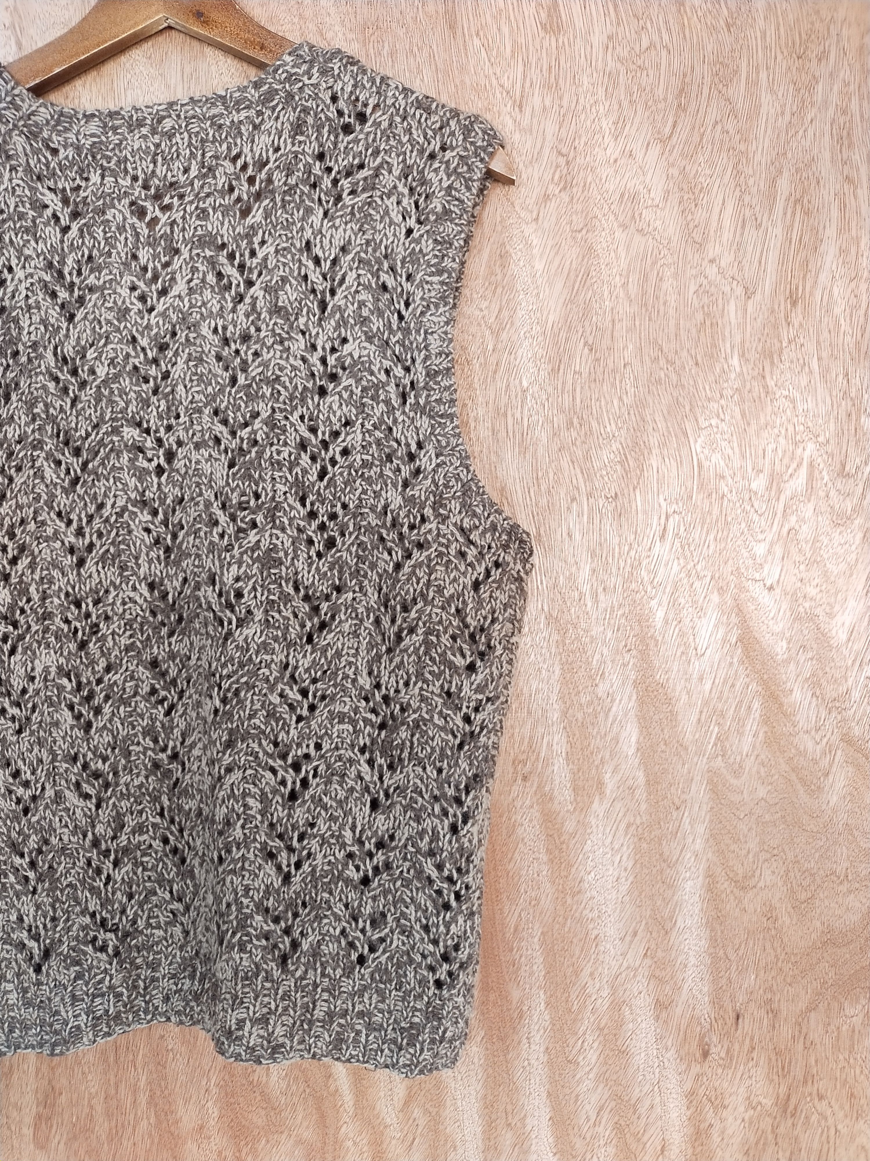 Homespun Knitwear Japan crochet vest meshnet Brown sleeveless knitwear #S182 Size M / US 6-8 / IT 42-44 - 6 Thumbnail
