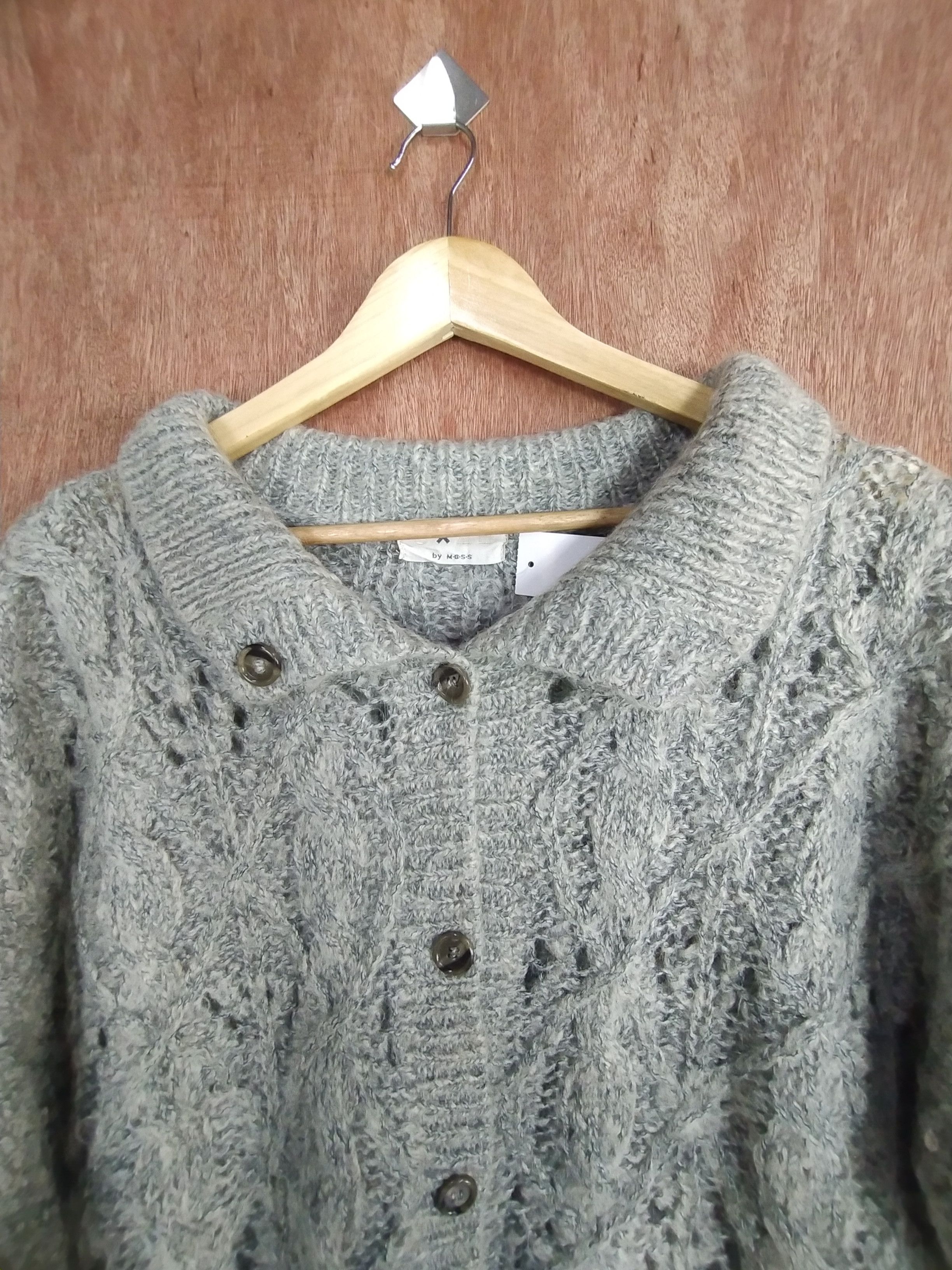 Aran Isles Knitwear M.B.S.S mohair crochet cardigan gray knitwear #S027 Size M / US 6-8 / IT 42-44 - 2 Thumbnail