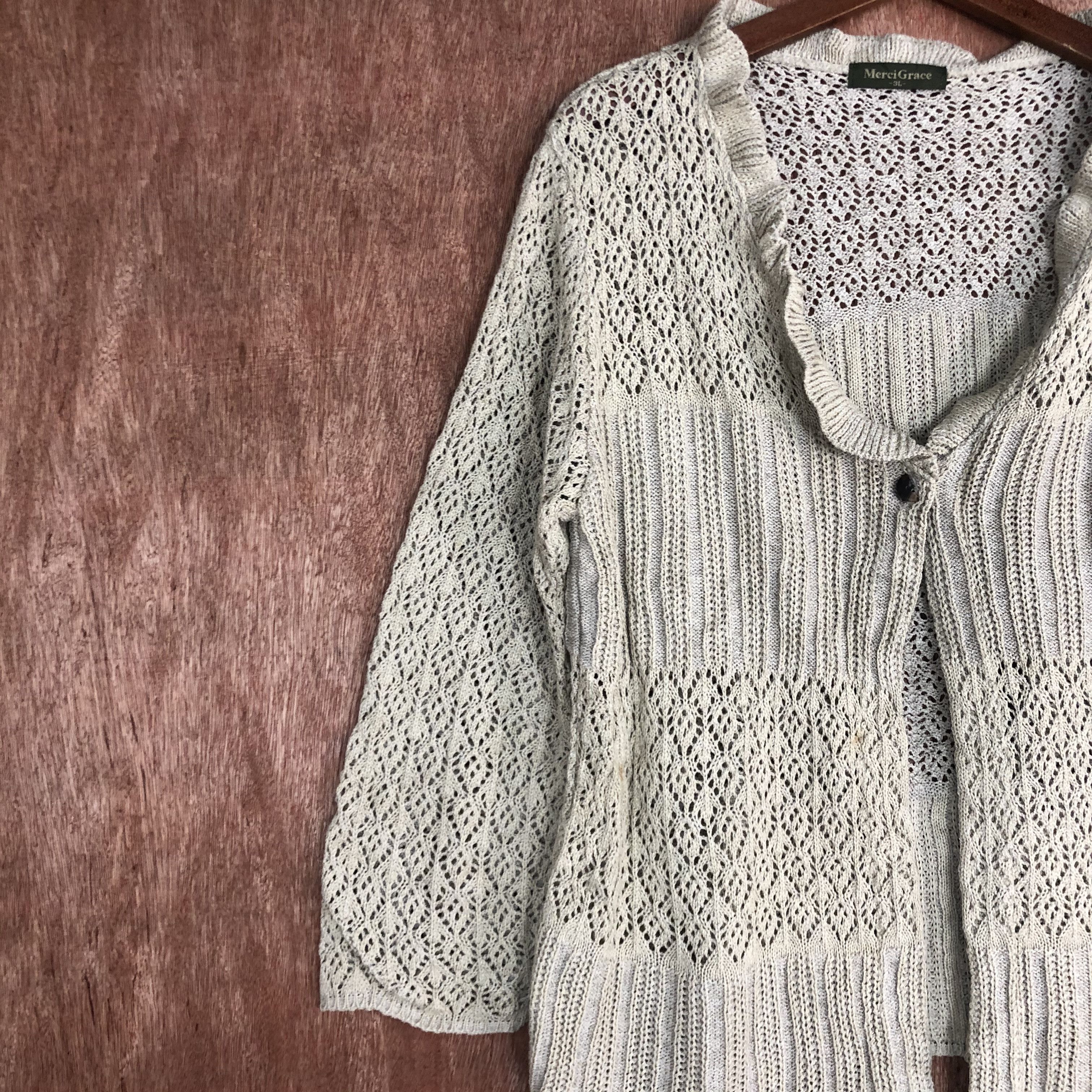 Vintage DLL MerciGrace Brown crochet Knitwear cardigan #c529 Size XL / US 12-14 / IT 48-50 - 7 Thumbnail