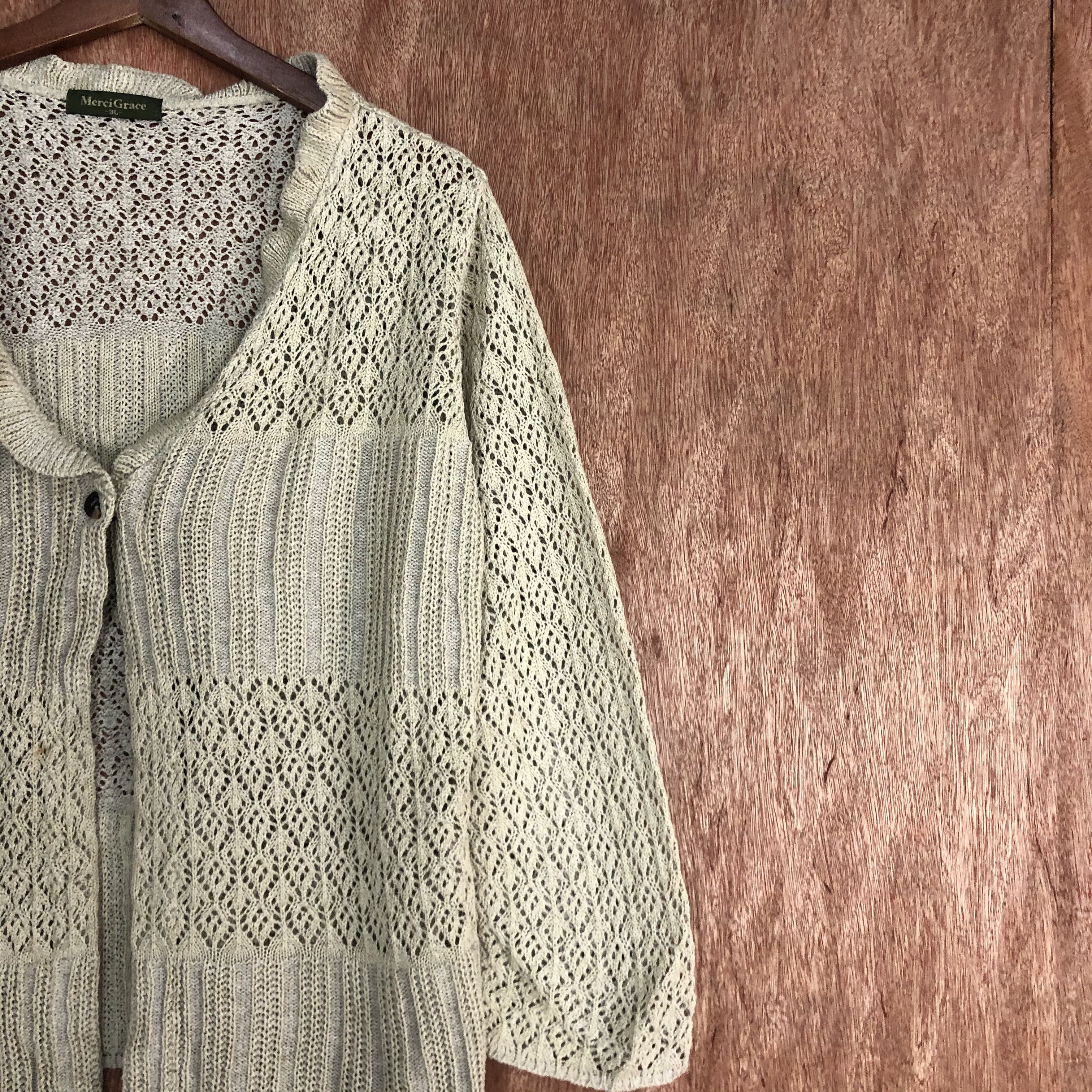 Vintage DLL MerciGrace Brown crochet Knitwear cardigan #c529 Size XL / US 12-14 / IT 48-50 - 5 Thumbnail