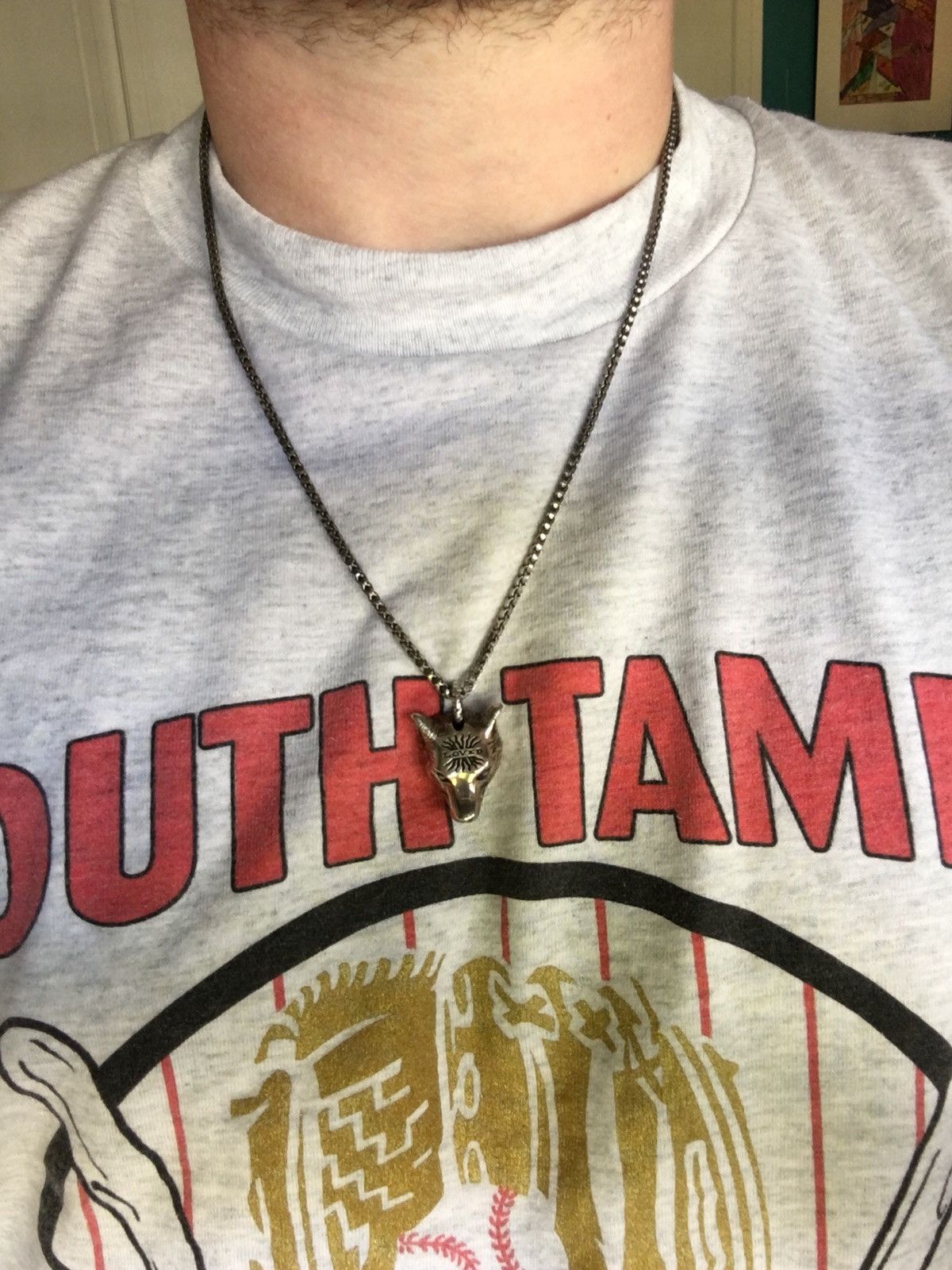 Gucci Gucci .925 Silver Anger Forest Wolf Head Pendant Necklace Size ONE SIZE - 6 Thumbnail