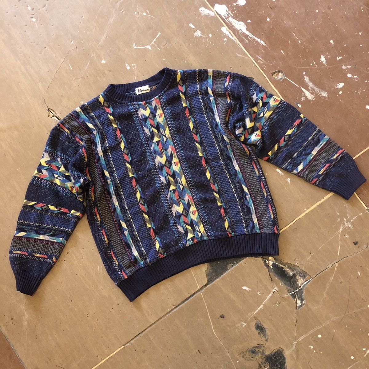 image of Coloured Cable Knit Sweater x Coogi Vintage Sweater With Coogi Vibes, Men's (Size Large)