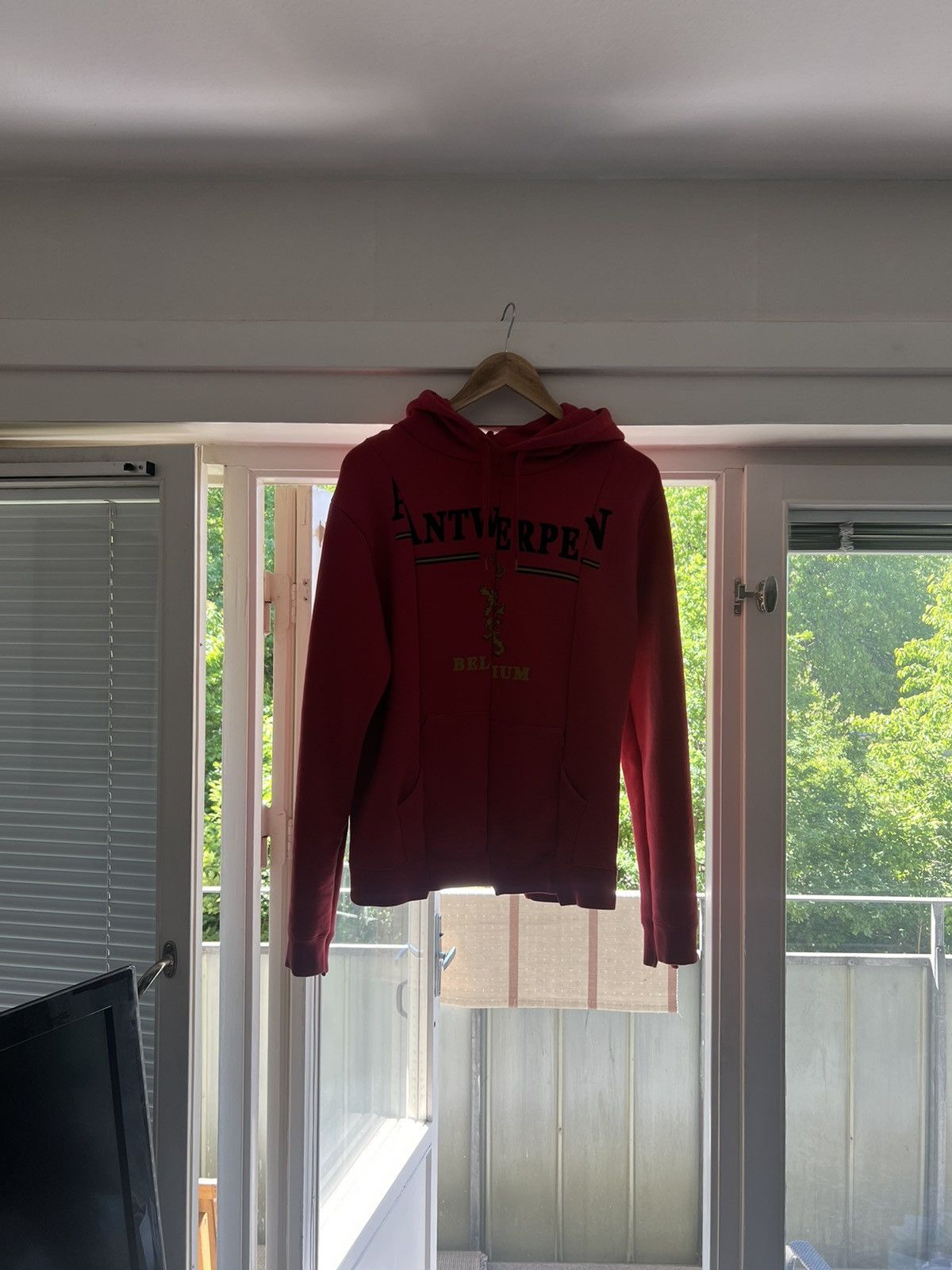 image of Vetements Antwerpen Deconstructed Hoodie in Red, Men's (Size Small)