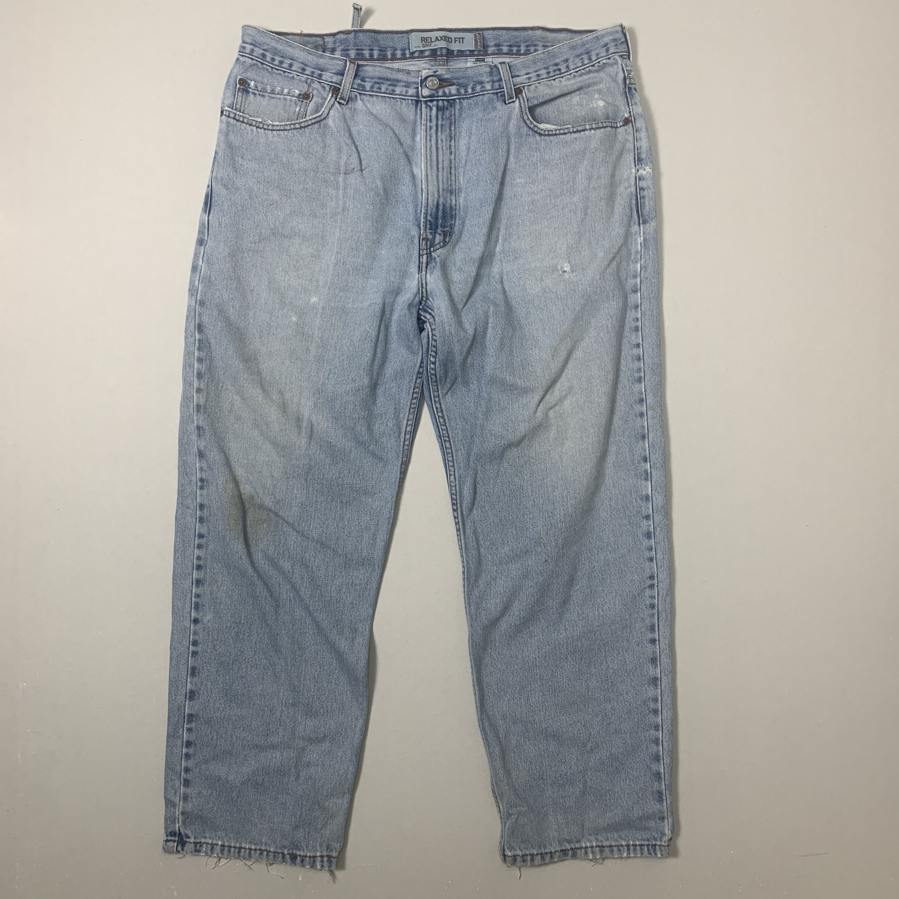 image of Levis x Vintage Levi's 550 Distress Faded Straight Cut Mid Wash in Blue Denim, Men's (Size 40)