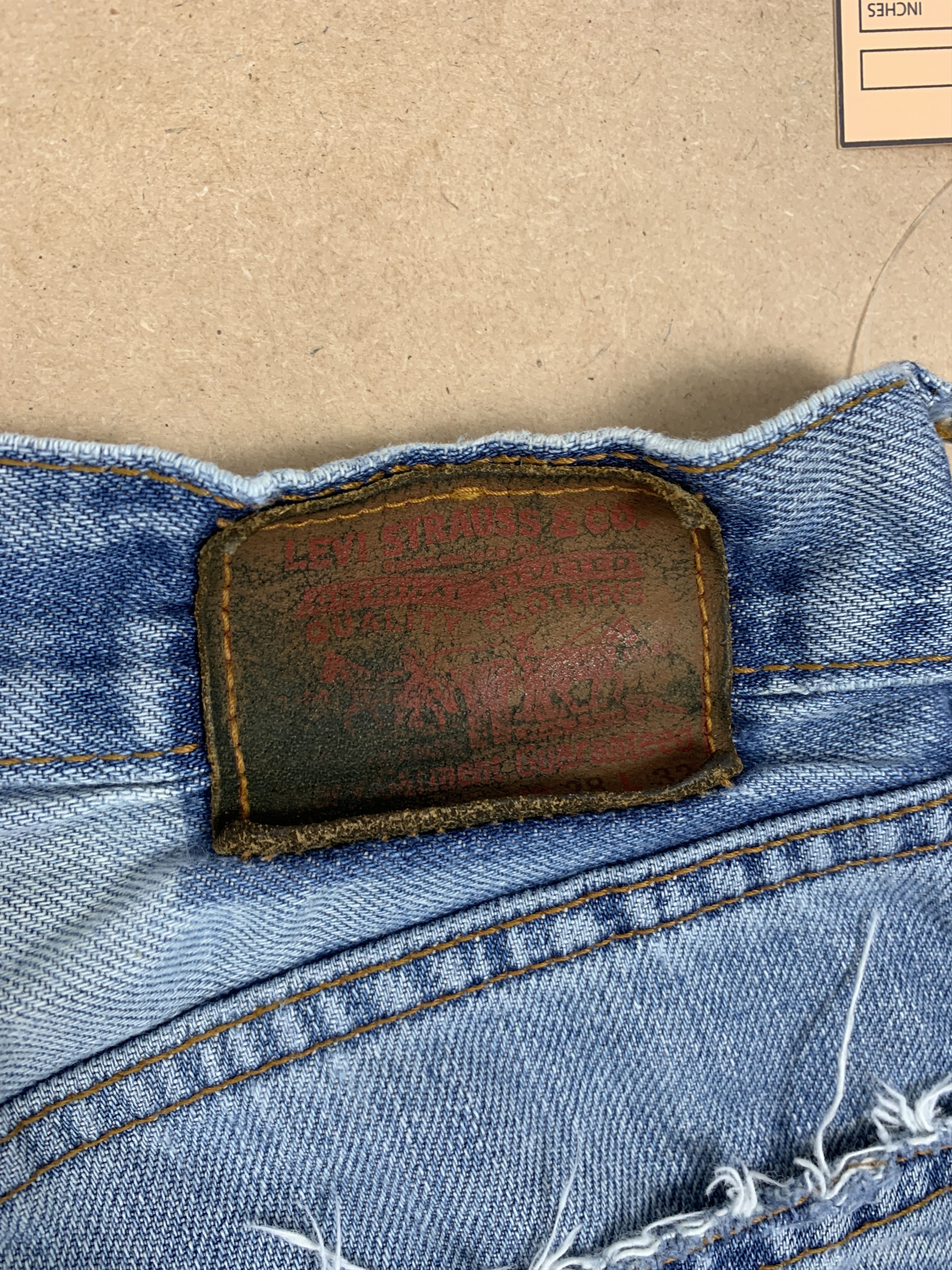Levi's Vintage Y2K Levi's 503 Leather Patch Distressed Jeans P0123 Size US 26 / EU 42 - 10 Thumbnail