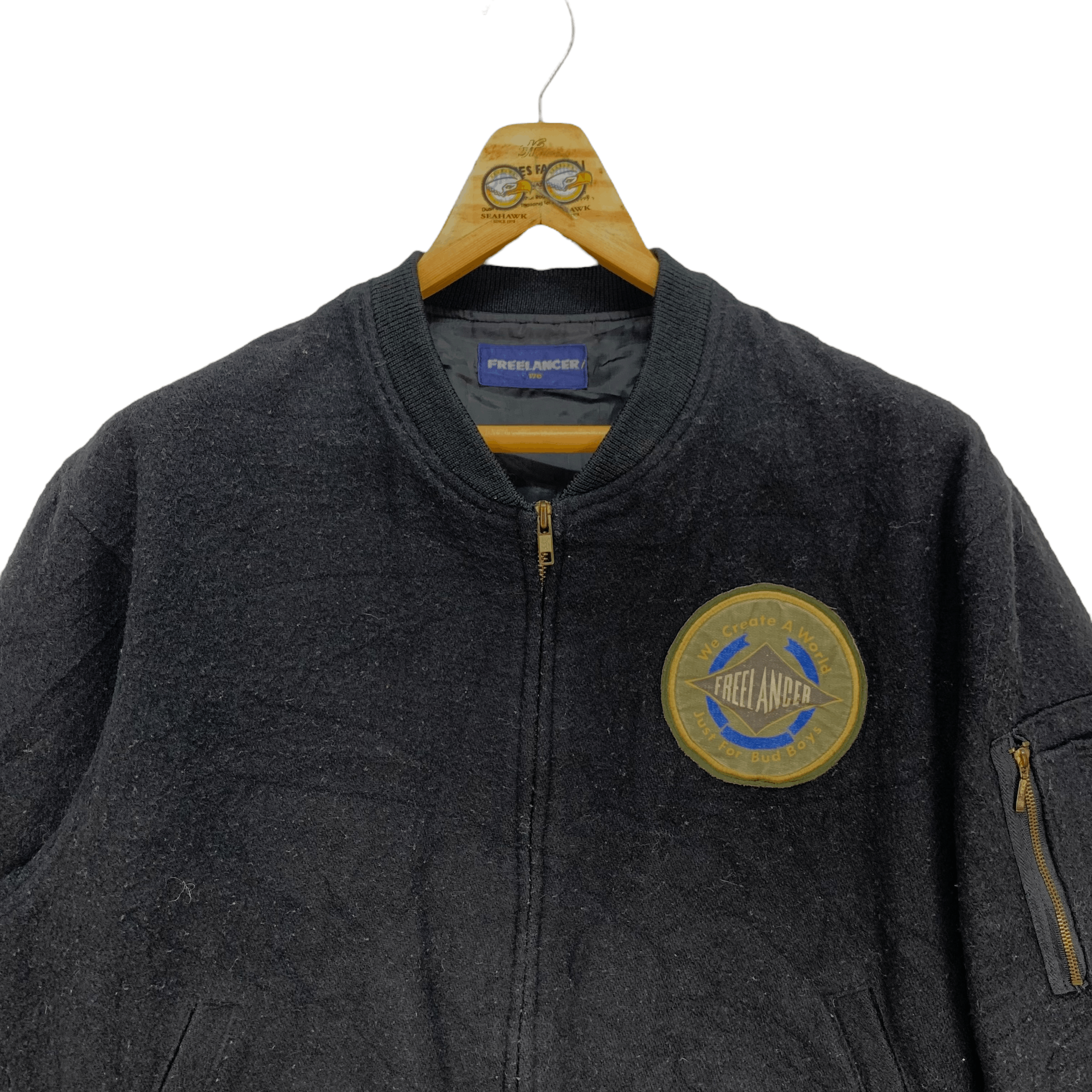 Japanese Brand FREELANCER Wool Bomber Jacket #4128-143 Size US S / EU 44-46 / 1 - 3 Thumbnail