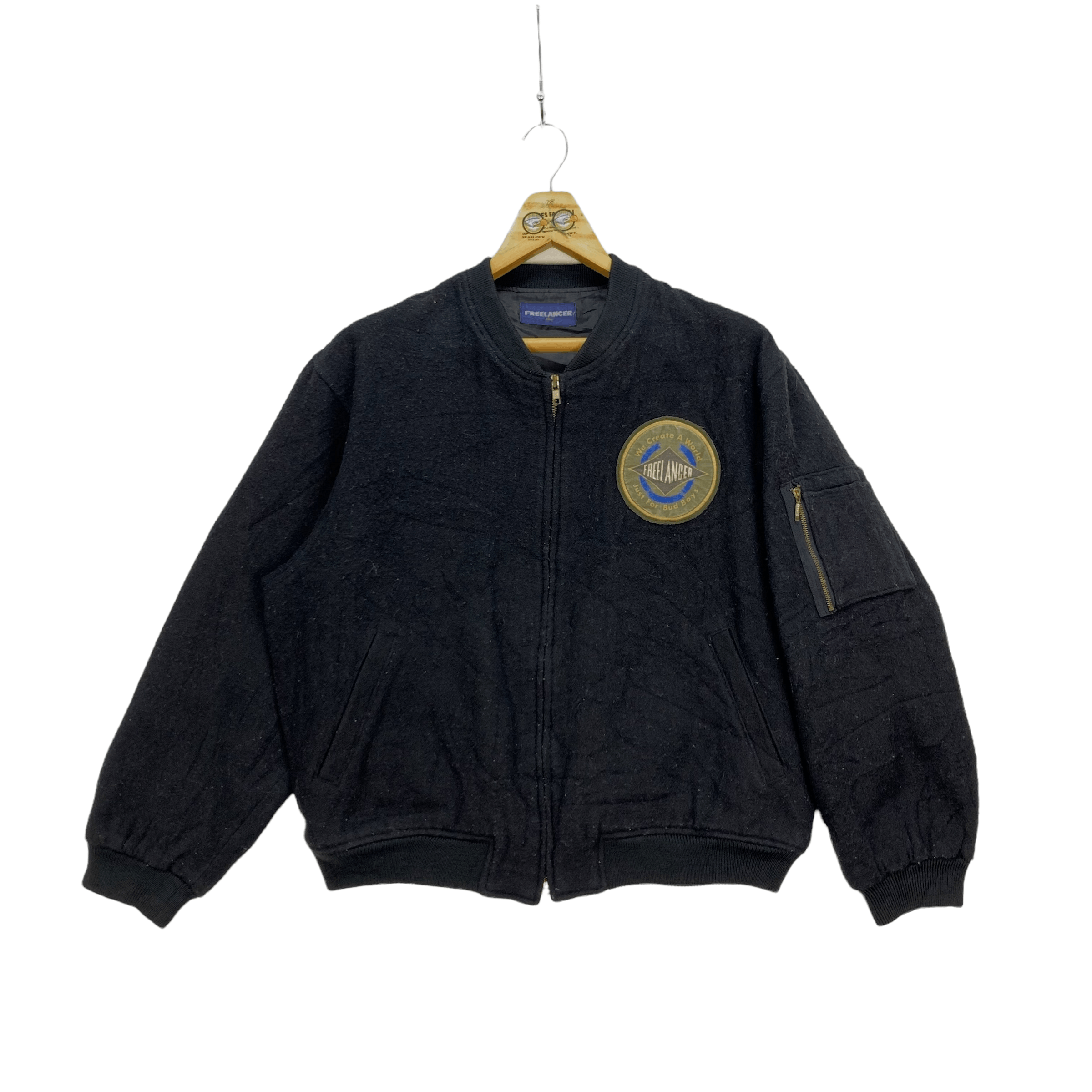 Japanese Brand FREELANCER Wool Bomber Jacket #4128-143 Size US S / EU 44-46 / 1 - 1 Thumbnail
