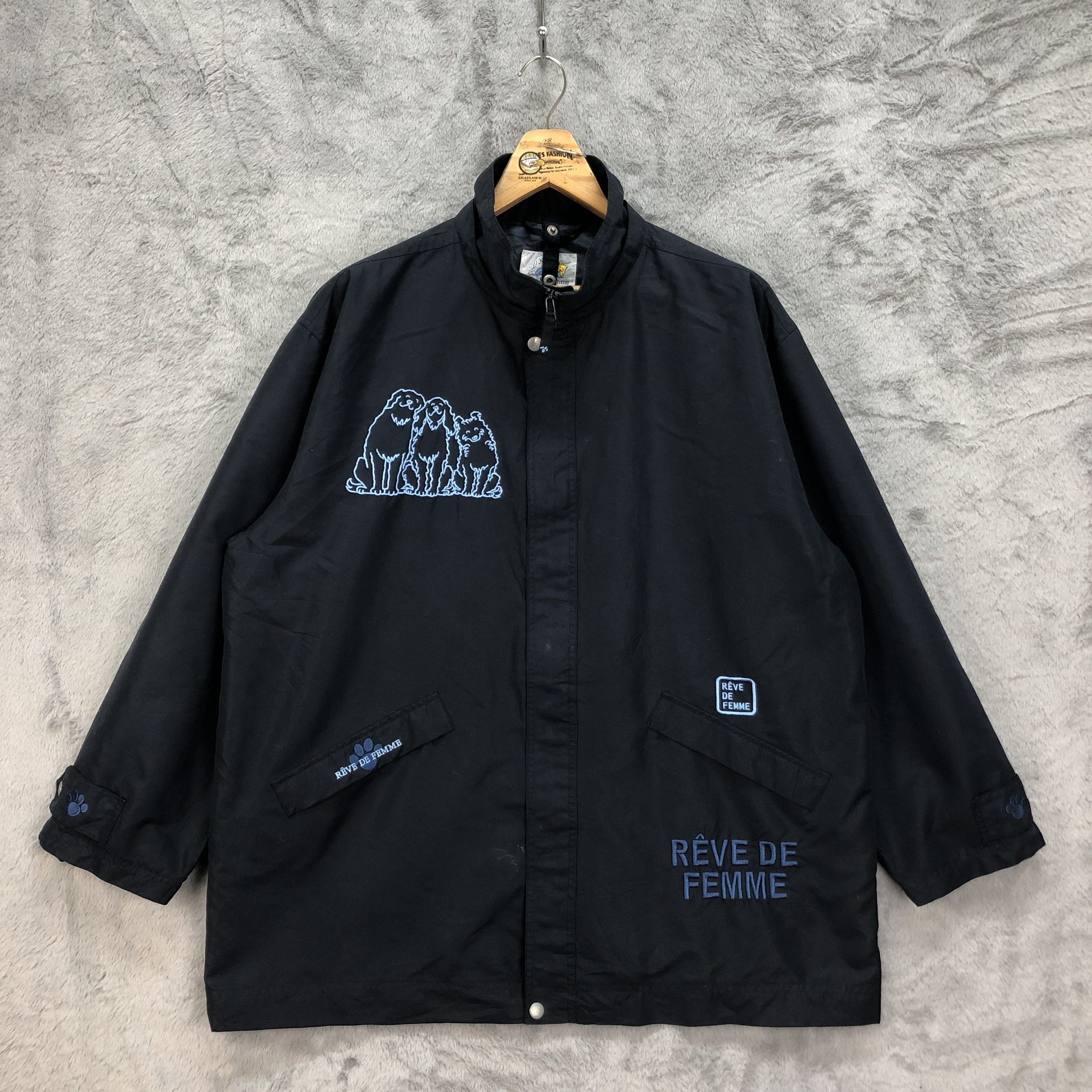 Japanese Brand REVE DE FEMME Embroidered Big Logo Light Jacket #4926-30 Size US L / EU 52-54 / 3 - 1 Thumbnail