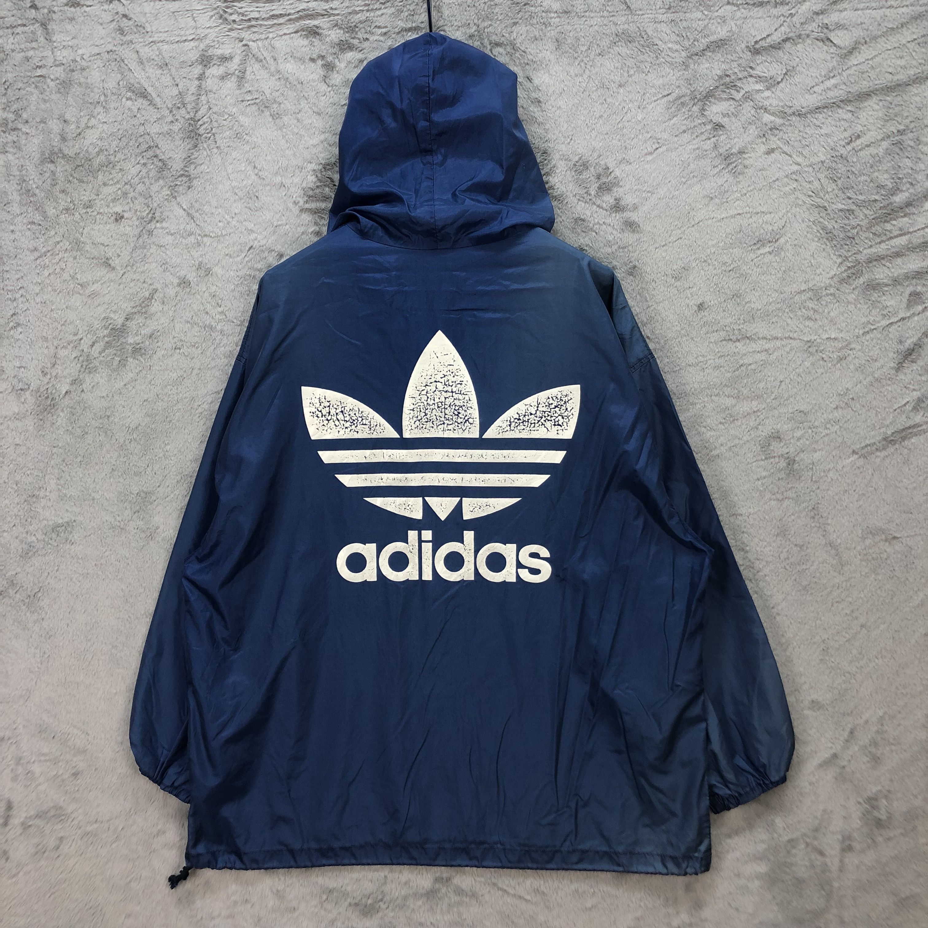 Adidas VINTAGE ADIDAS BIG LOGO PULLOVER WINDBREAKER #5522-195 Size US XL / EU 56 / 4 - 1 Thumbnail