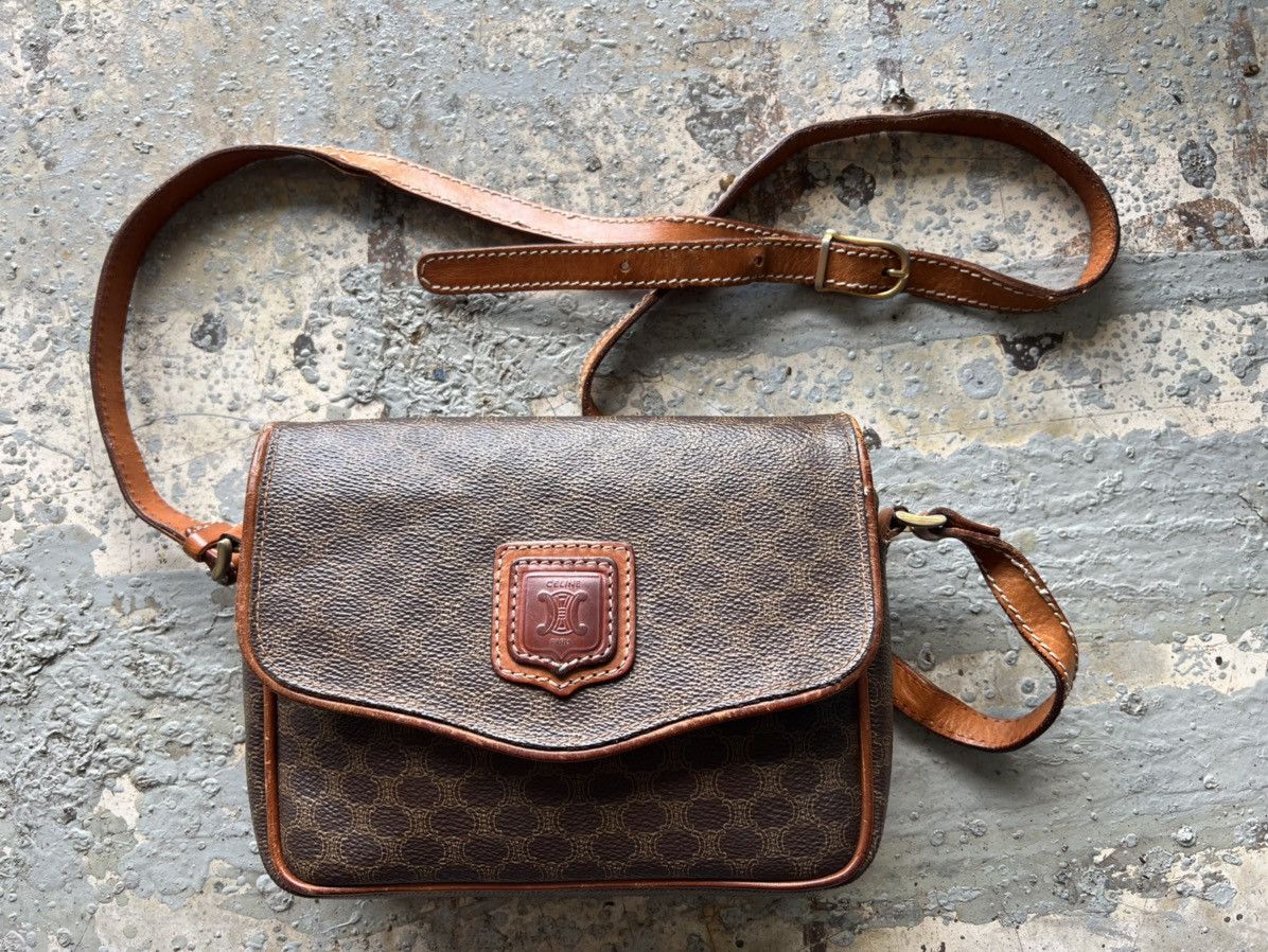image of Vintage Celine Leather Monogram Bag in Brown, Women's