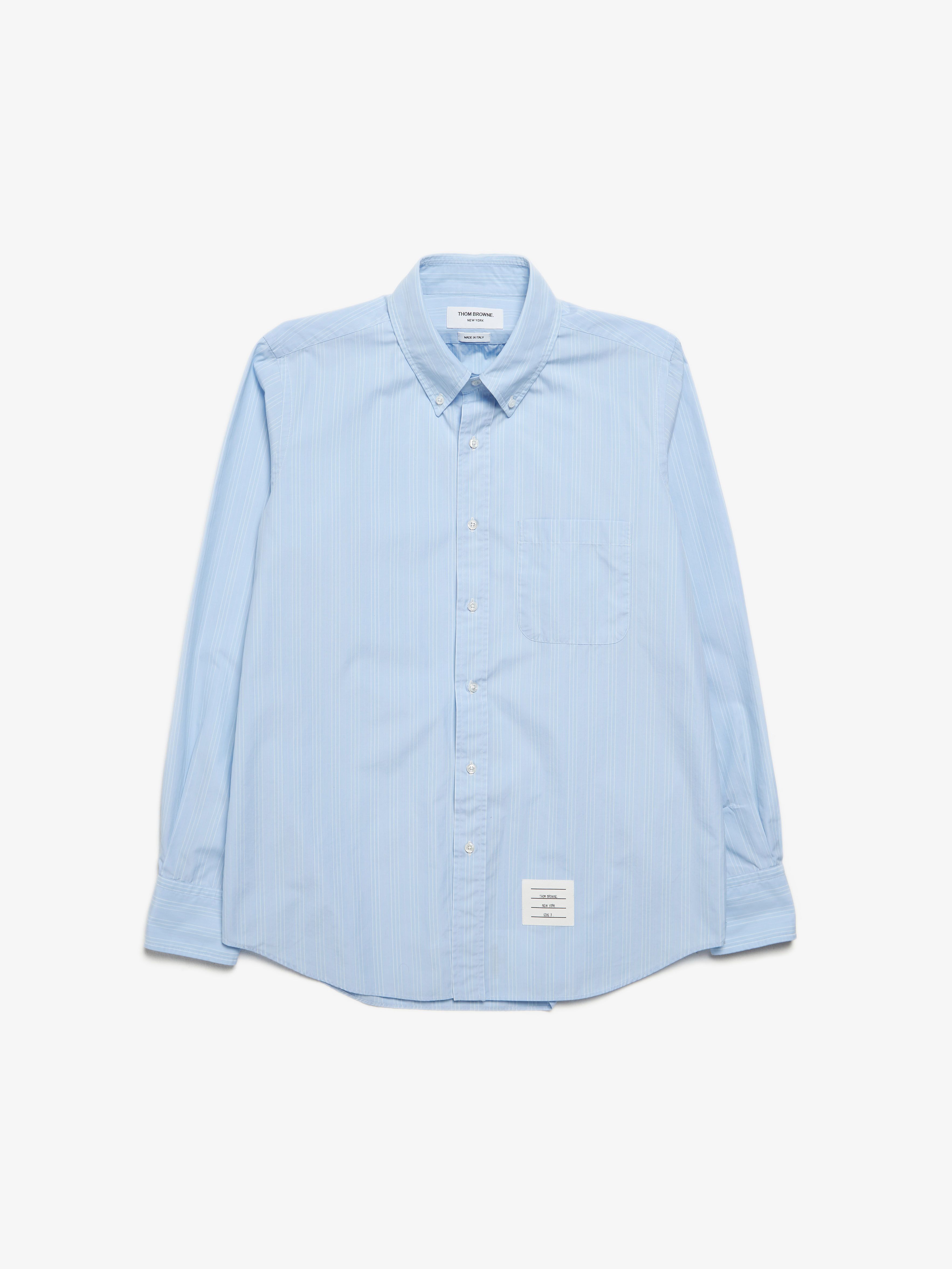Pre-owned Thom Browne Light Blue Lines Print Button Sleeve Shirt