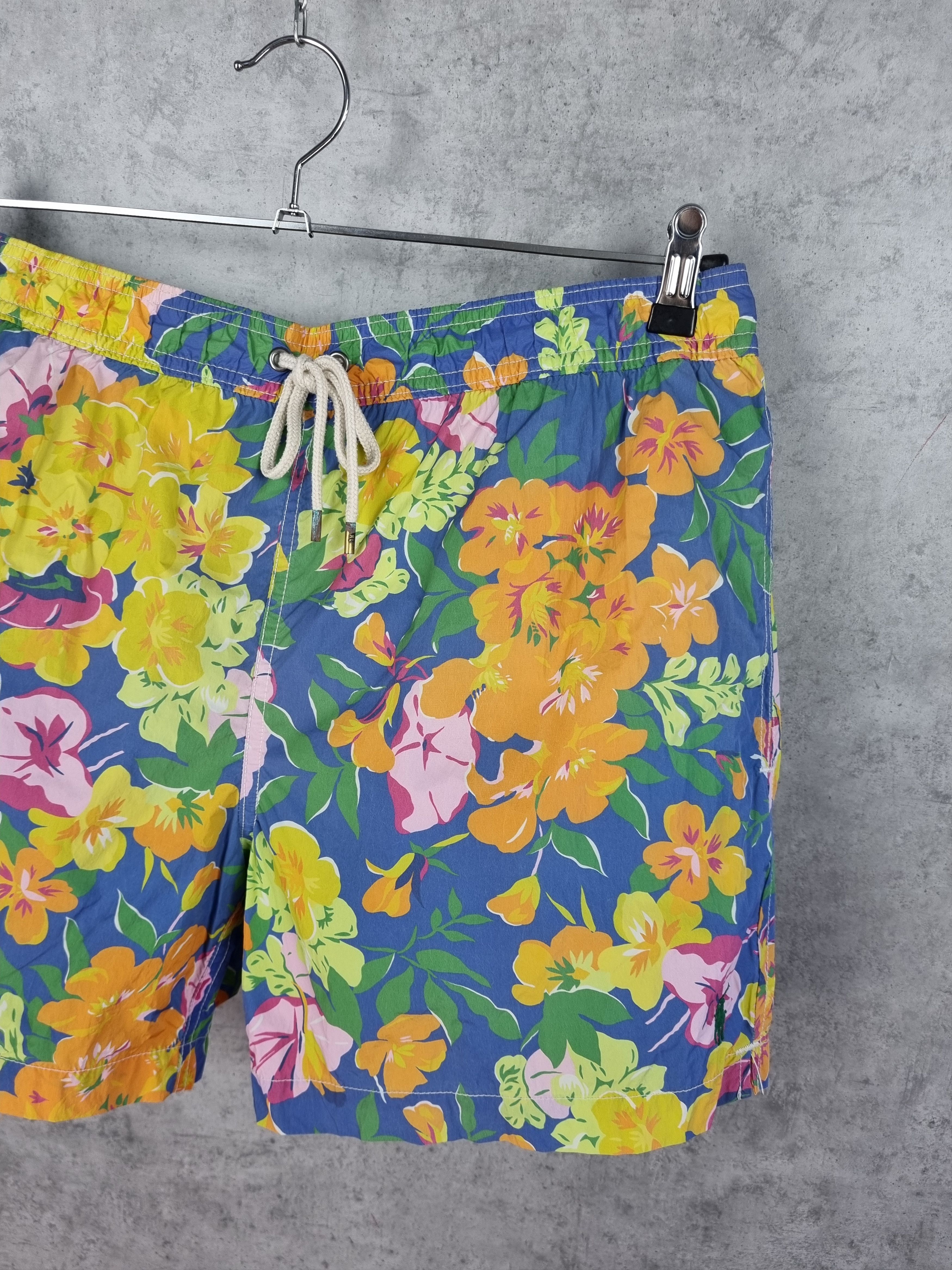 Rare RALPH LAUREN Hawaiian Floral Design Nylon Shorts