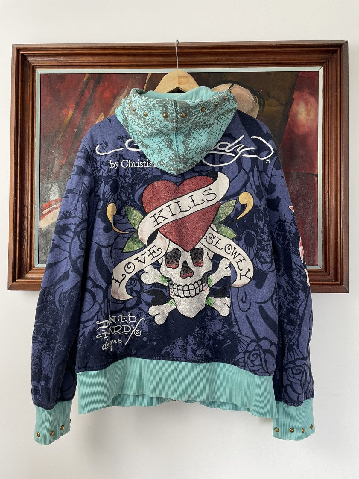 00s CHRISTIAN AUDIGIER リバーシブルパーカー Y2K Christian Audigier × Ed Hardy CHRISTIAN AUDIGIER REVERSIBLE