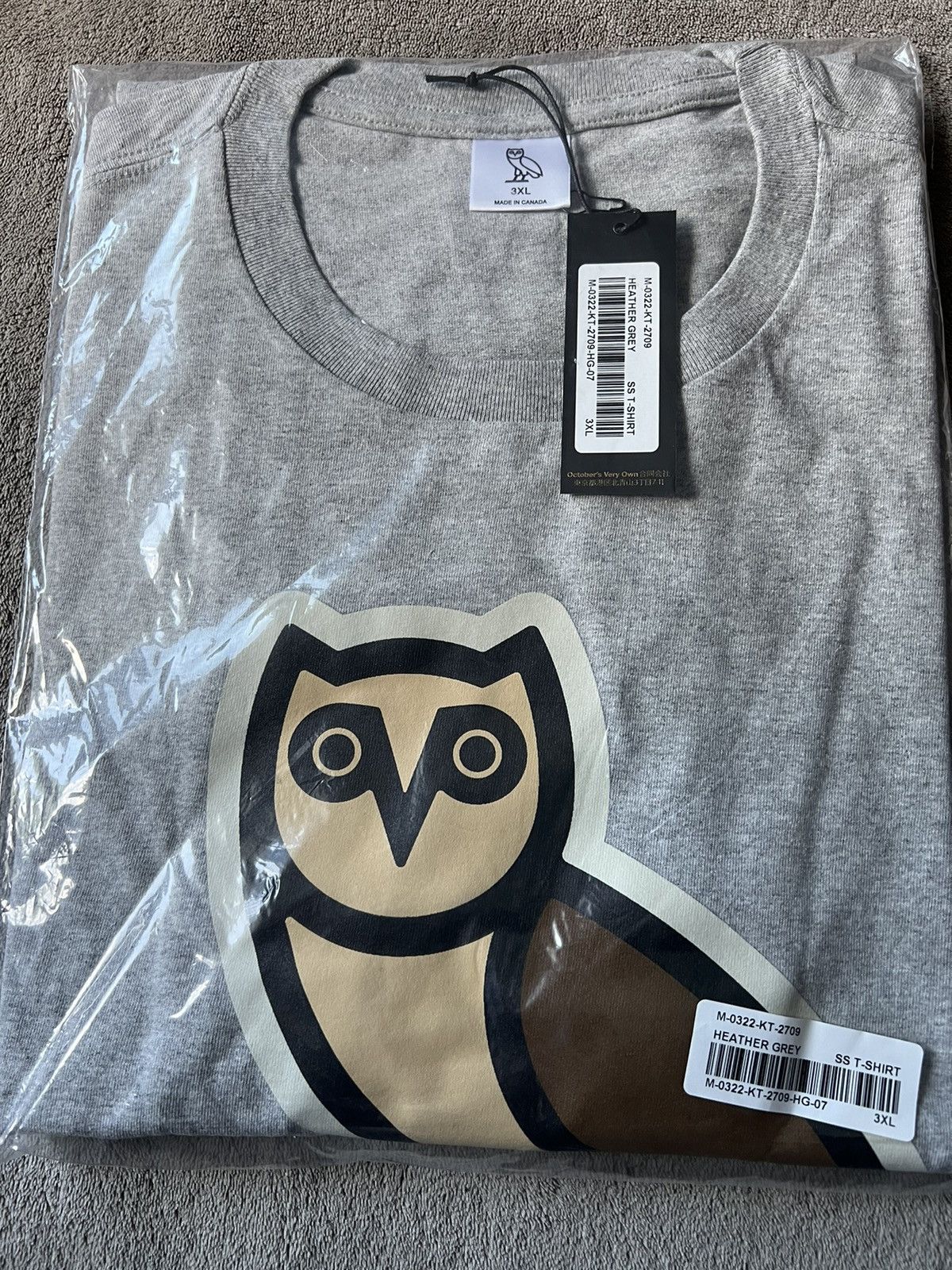 *SIZE 3XL* RARE OVO BUBBLE OG OWL T-SHIRT TEE GREY BRAND NEW