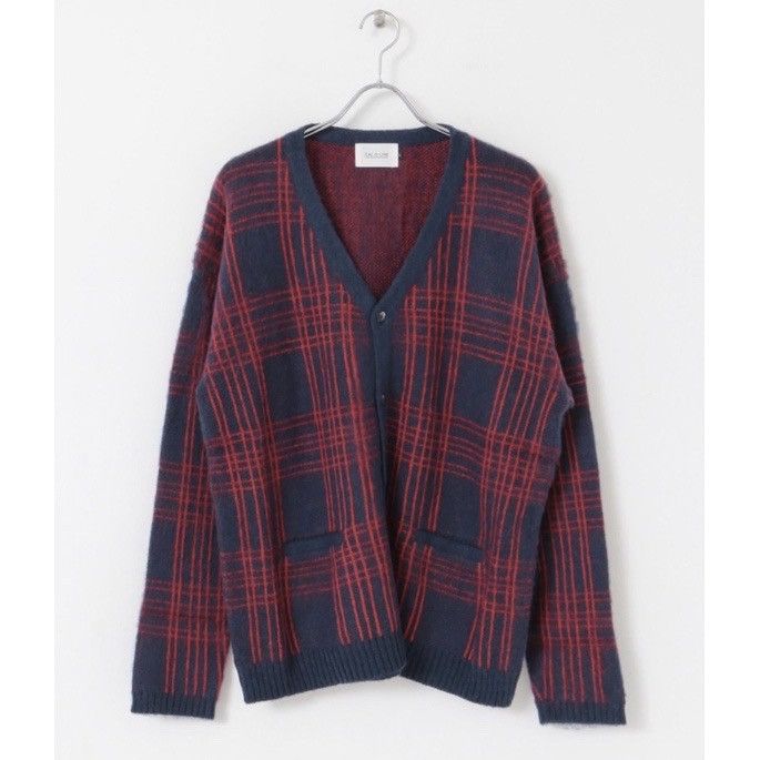 image of Cal O Line Men’S Cal-O-Line Loose Fit Jacquard Mohair Cardigan Size M New in Red/Navy, Men's