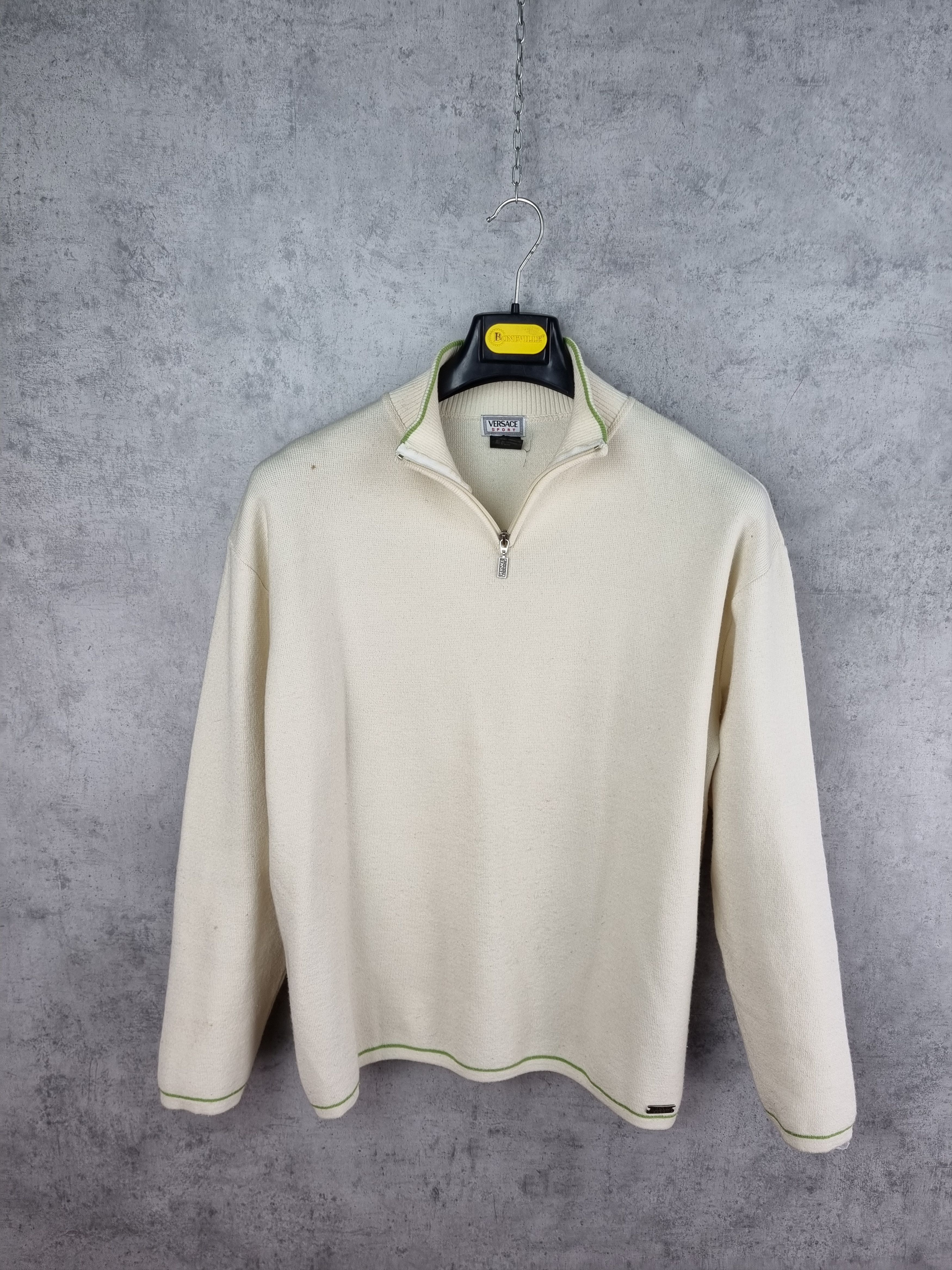 Versace × Versace Jeans Couture 90s VERSACE Sport Soft-thin Wool Half Zip Sweater Casual Size US L / EU 52-54 / 3 - 21 Thumbnail