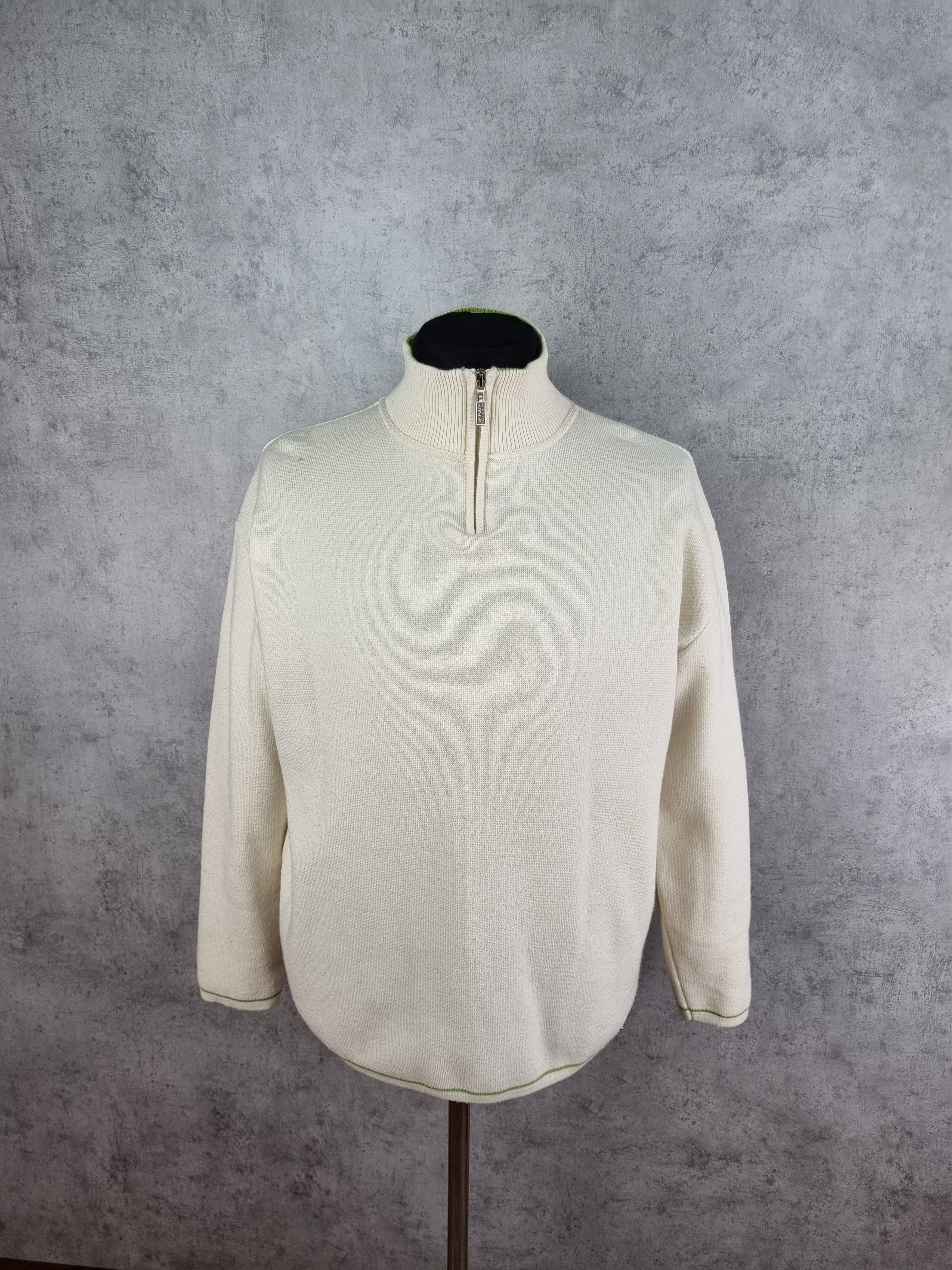 Versace × Versace Jeans Couture 90s VERSACE Sport Soft-thin Wool Half Zip Sweater Casual Size US L / EU 52-54 / 3 - 3 Thumbnail