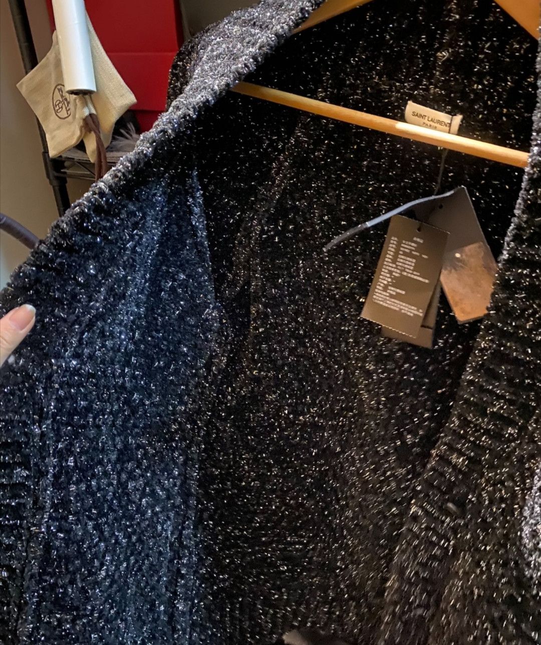 Saint Laurent Paris Saint Laurent Silver thread chenille draped jumper Size US XS / EU 42 / 0 - 5 Thumbnail