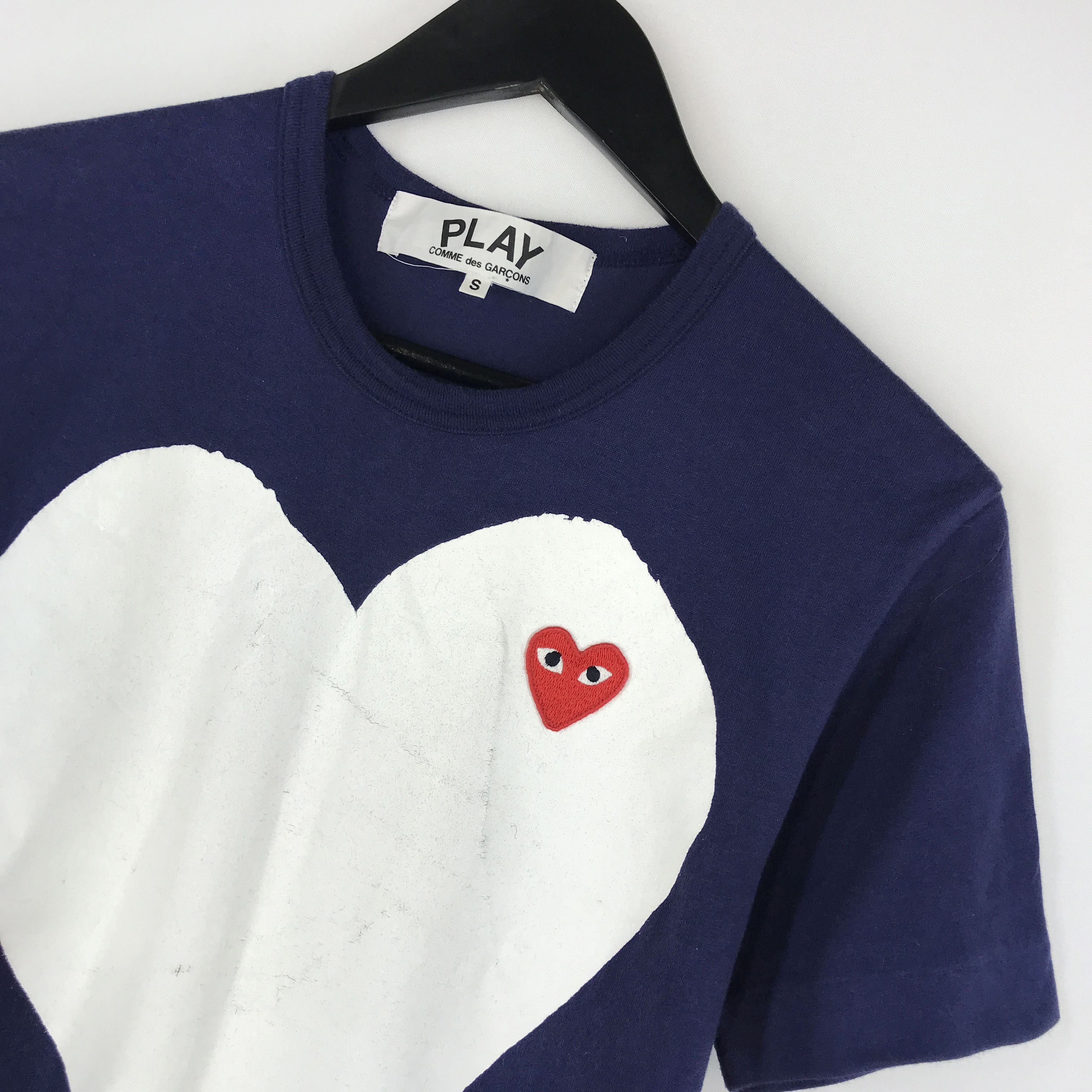 COMME DES GARCONS PLAY Navy T-Shirt Short Sleeve Size S