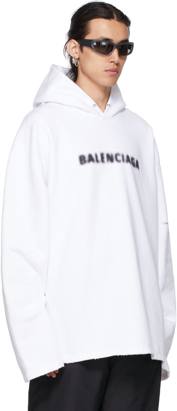 Balenciaga Balenciaga Blurry Logo Oversized Distressed Hoodie Size US M / EU 48-50 / 2 - 2 Thumbnail