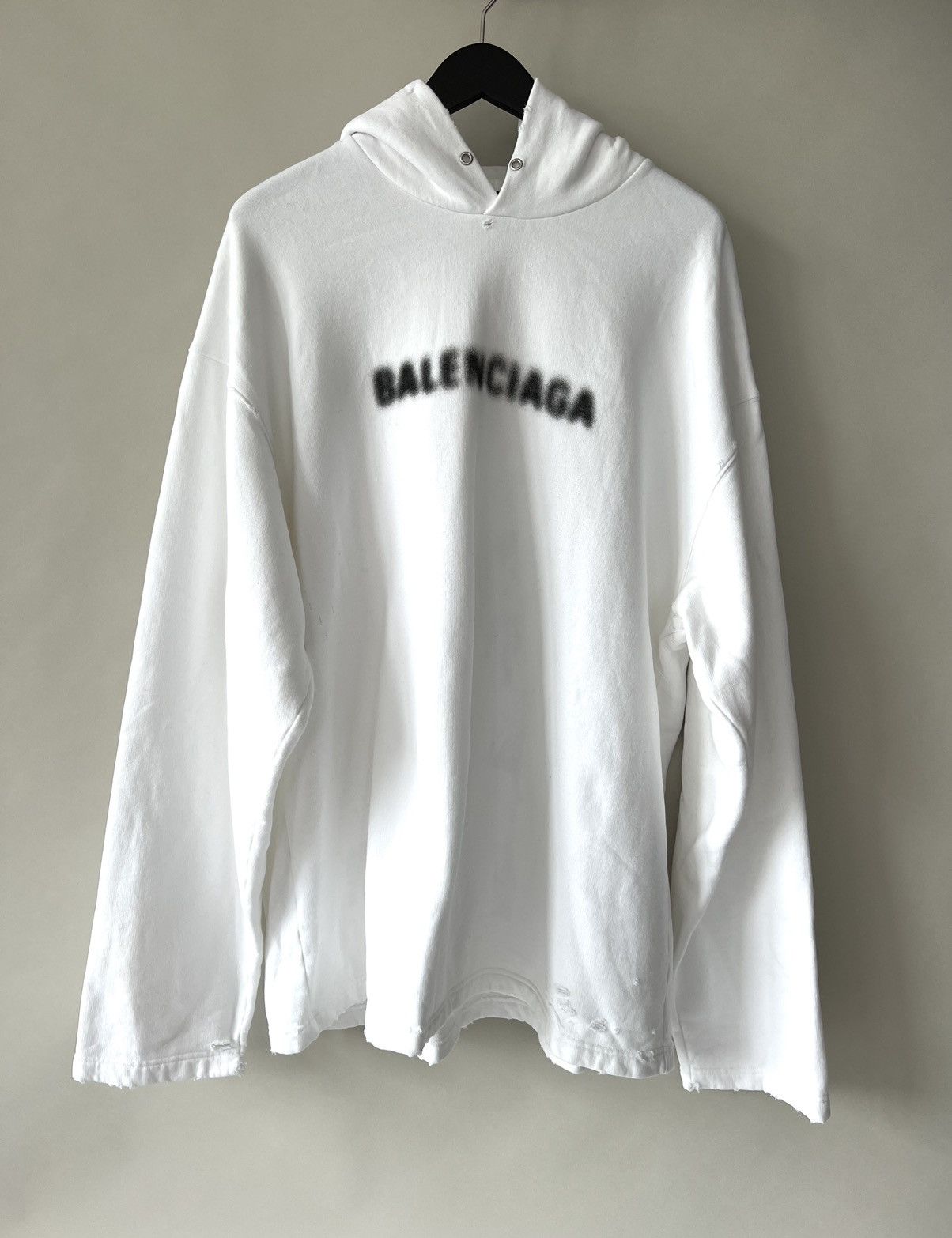 Balenciaga Balenciaga Blurry Logo Oversized Distressed Hoodie Size US M / EU 48-50 / 2 - 3 Thumbnail