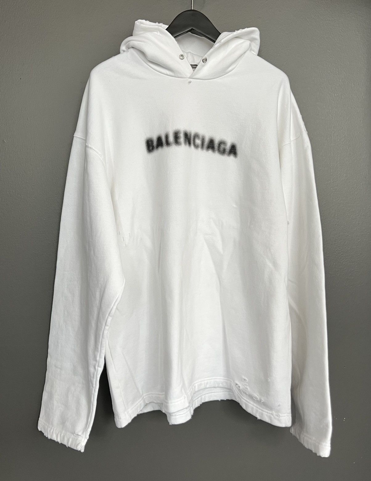Balenciaga Balenciaga Blurry Logo Oversized Distressed Hoodie Size US M / EU 48-50 / 2 - 4 Thumbnail