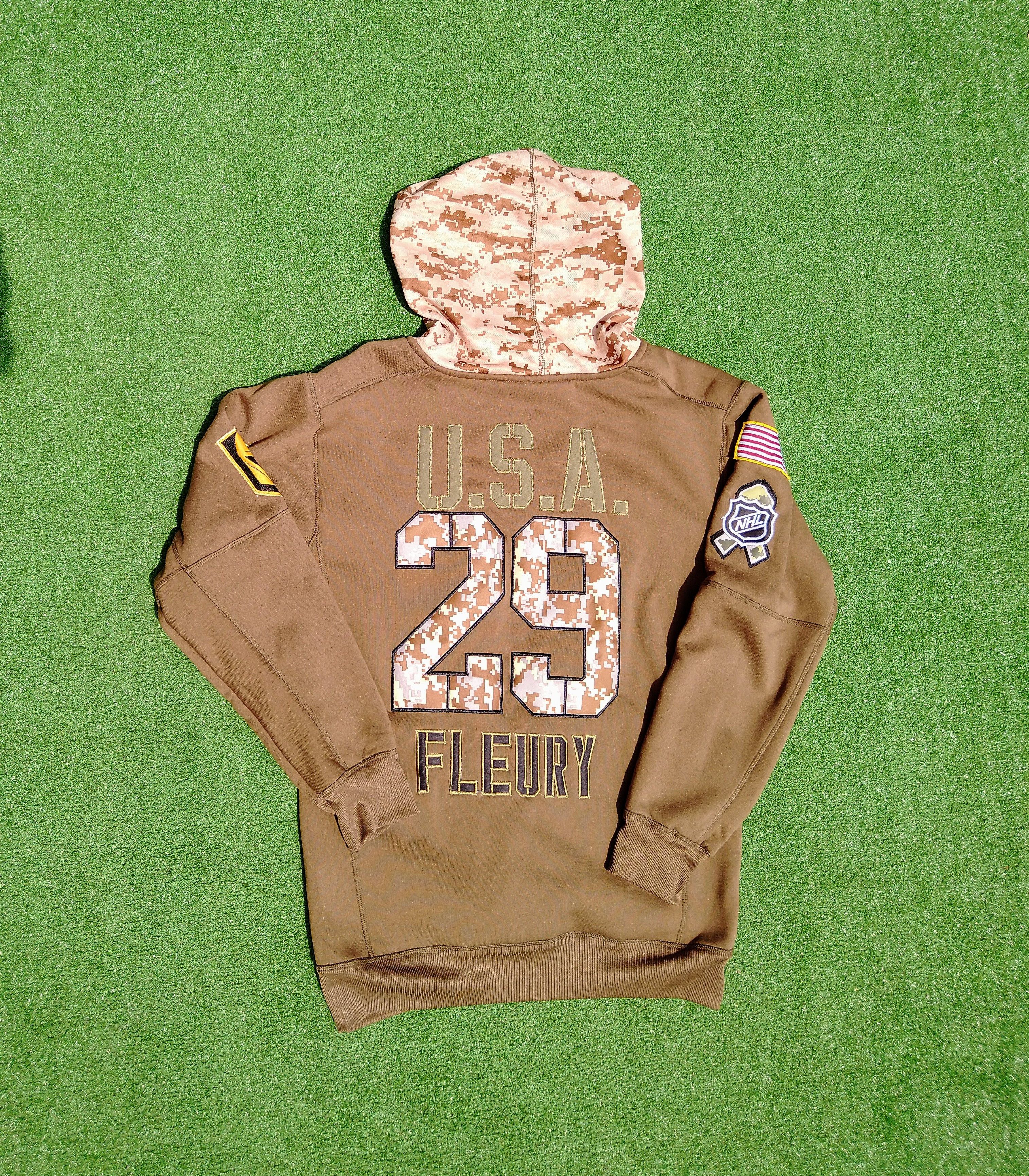 Vegas Golden Knights VGK Camo USA Pullover Hoodie #29 Fleury