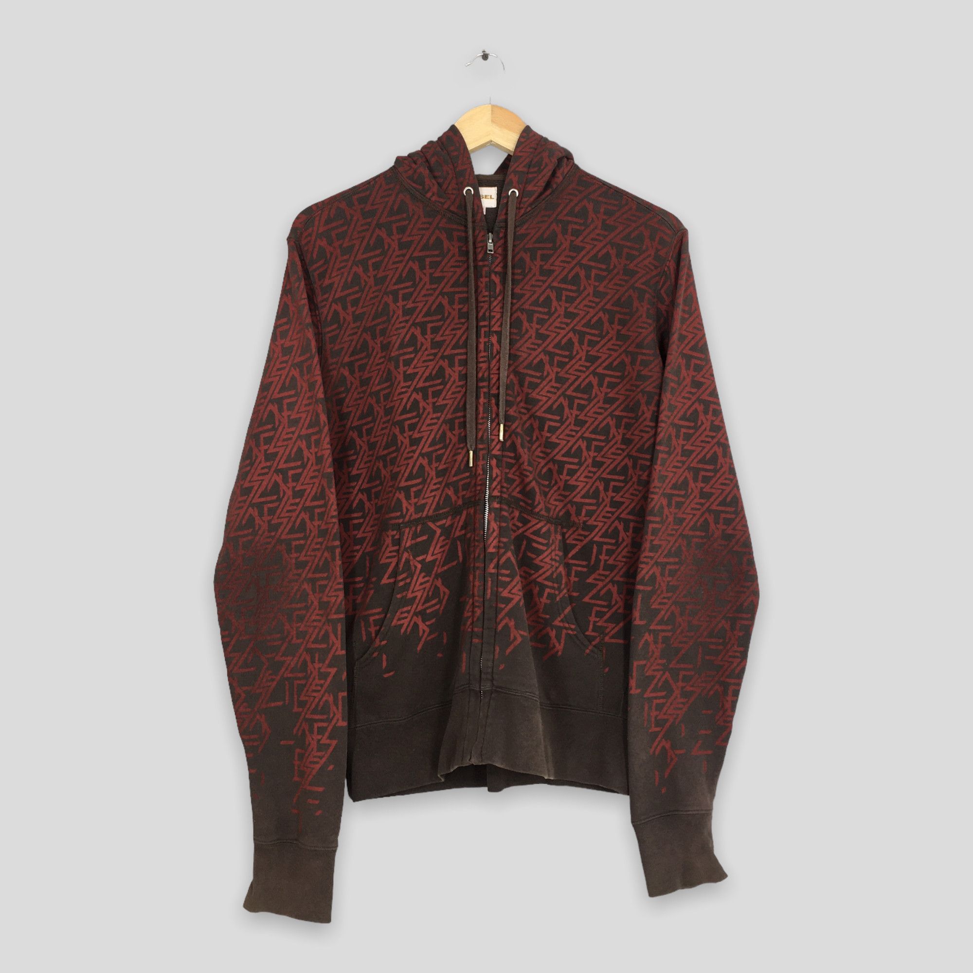 image of Diesel Industry Zipper Hoodies Medium in Red, Men's
