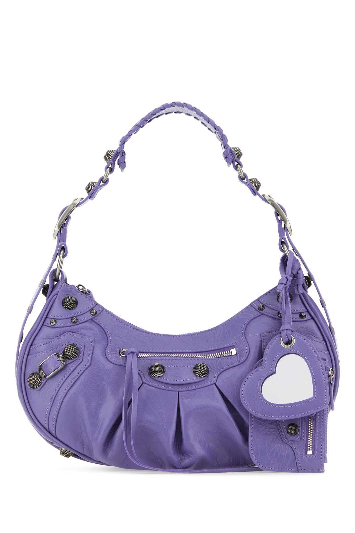 Light Purple Leather Le Cagole S Shoulder Bag