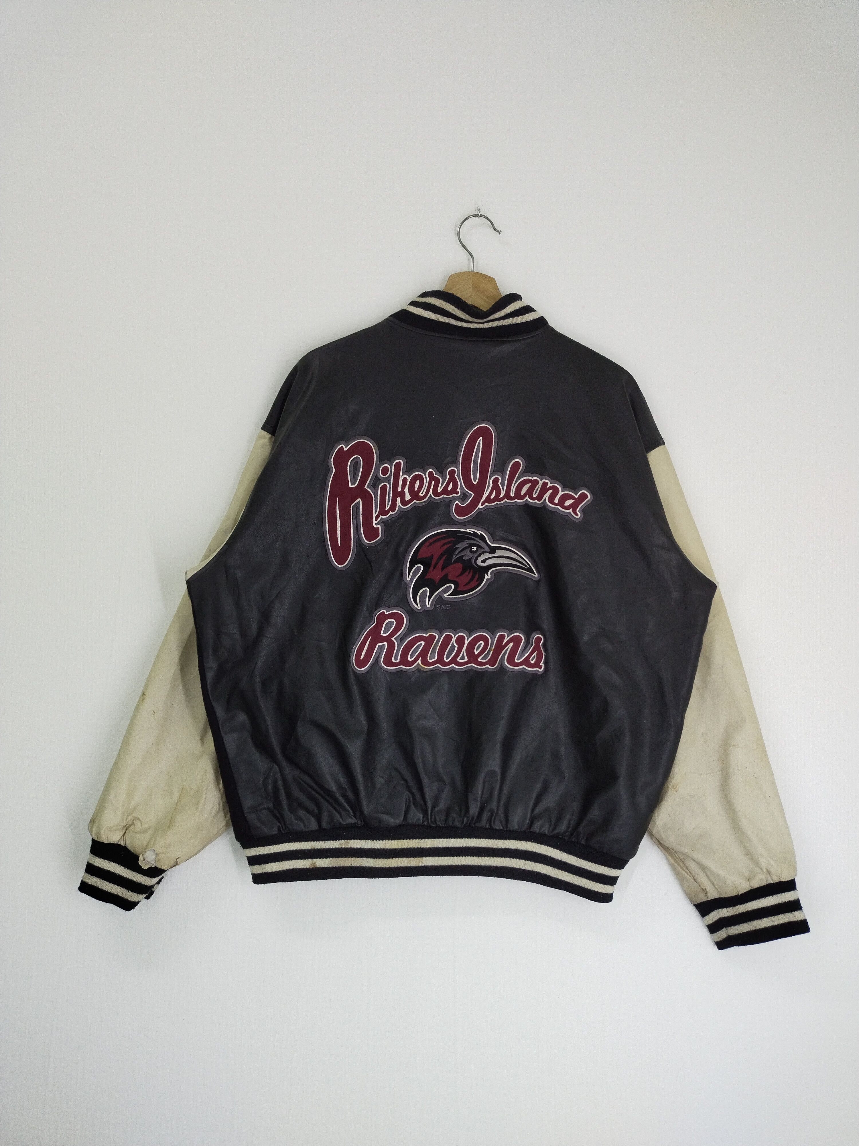 Steve And Barrys VINTAGE STEVE AND BARRYS RIKERS ISLAND RAVEN BOMBER JACKET Size US M / EU 48-50 / 2 - 11 Thumbnail