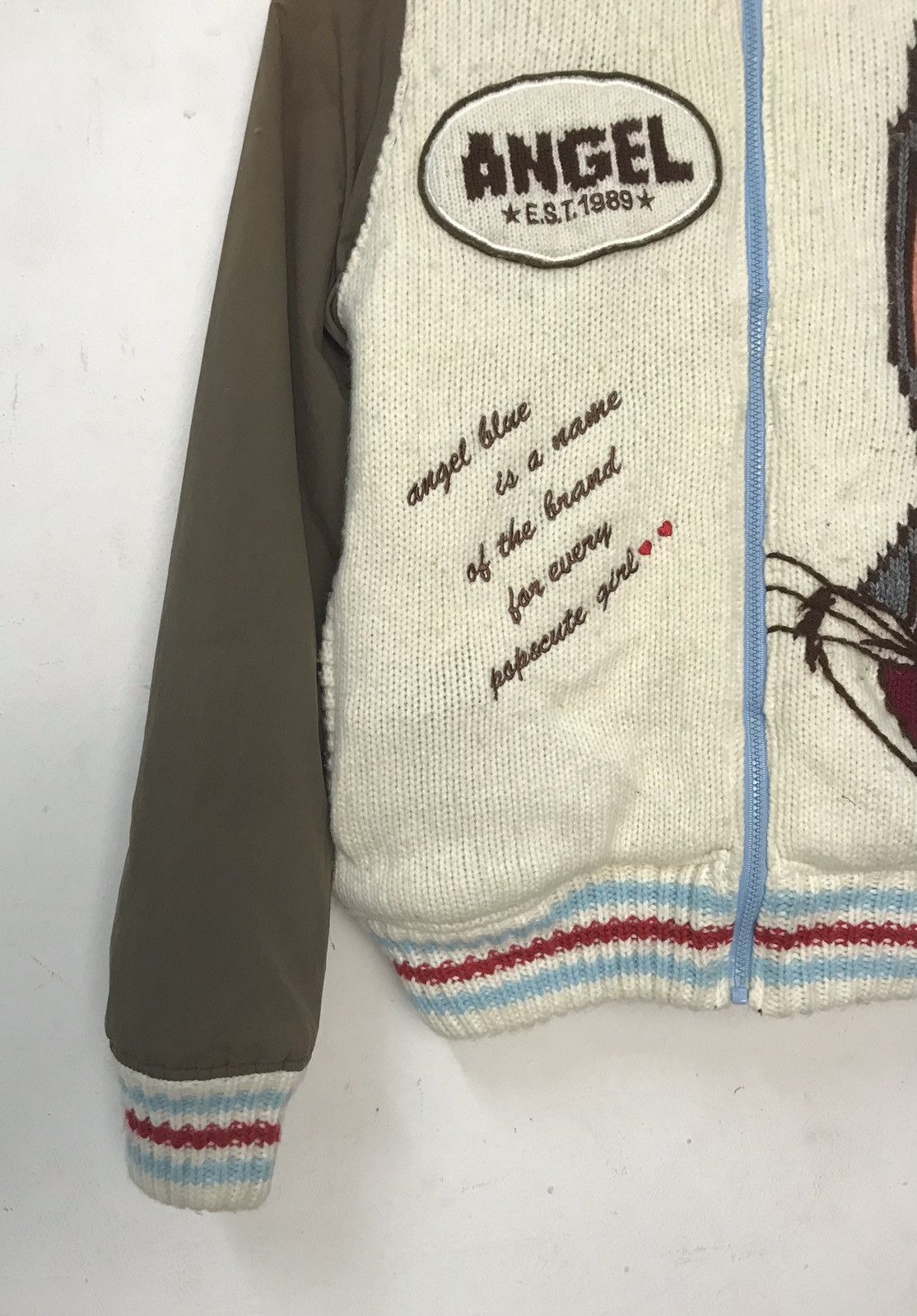 Japanese Brand × Vintage ANGEL BLUE SUPER LABEL KNITWEAR JACKET Size US S / EU 44-46 / 1 - 4 Thumbnail