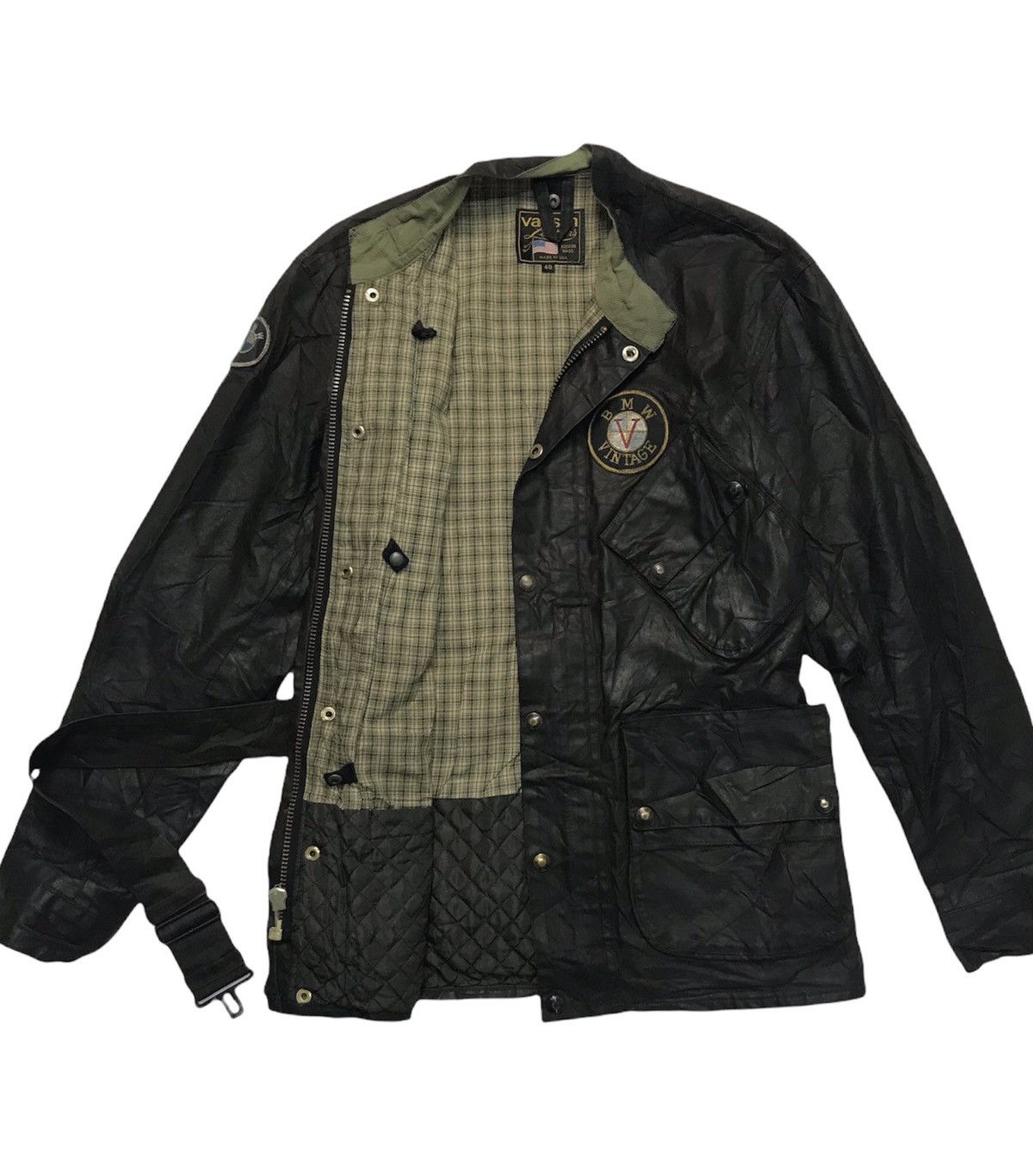 VANSON LEATHER WITH LOGO BMW VINTAGE WAXED JACKET