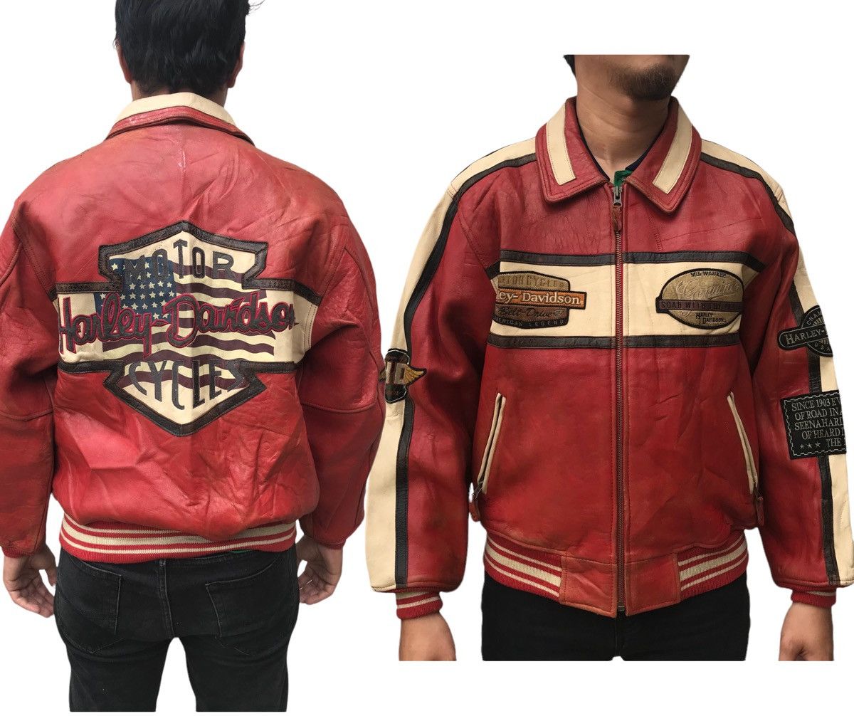 Harley Davidson × Vintage Harley Davidson Motorcycle Leather Jacket Size US M / EU 48-50 / 2 - 1 Thumbnail