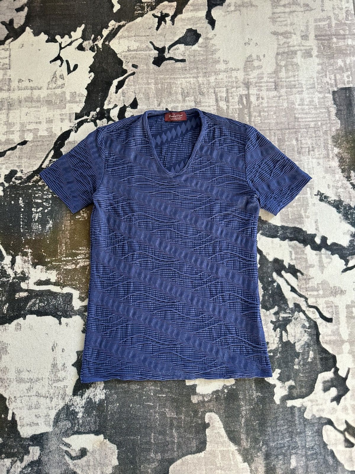 image of Pleated Craft Tee By Tornado Mart Japan in Blue, Men's (Size Medium)