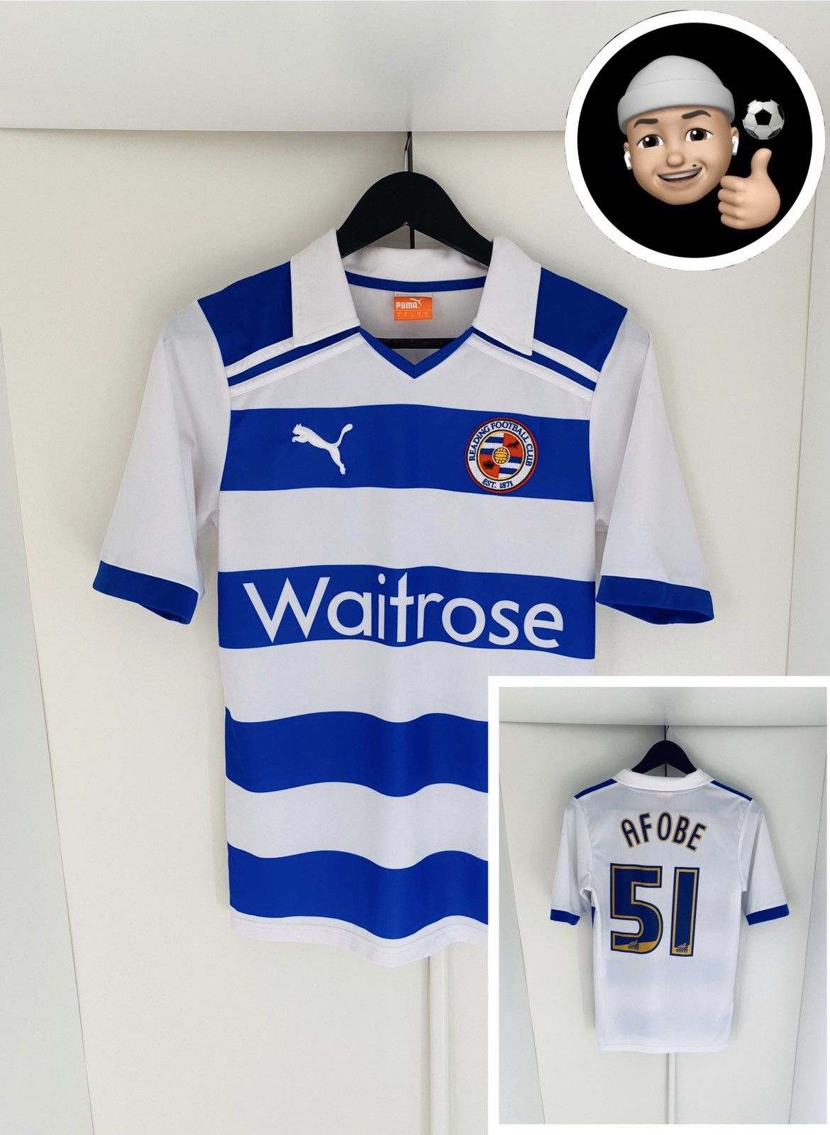 Puma × Vintage 2011 2012 Reading Afobe Puma Home Soccer Jersey Size US S / EU 44-46 / 1 - 1 Thumbnail