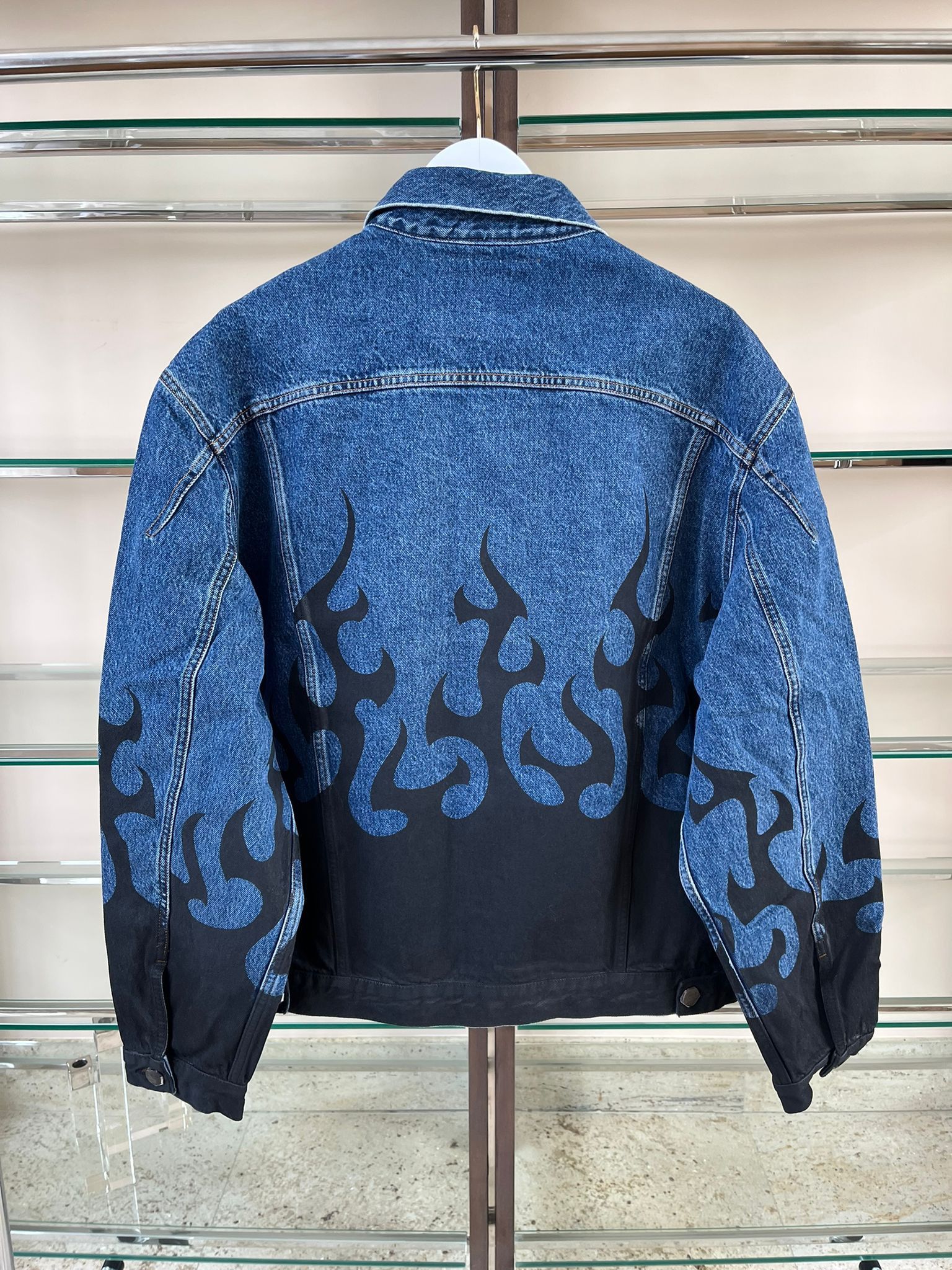 Vetements Denim Flame Jacket in Blue Black Size US L / EU 52-54 / 3 - 14 Thumbnail