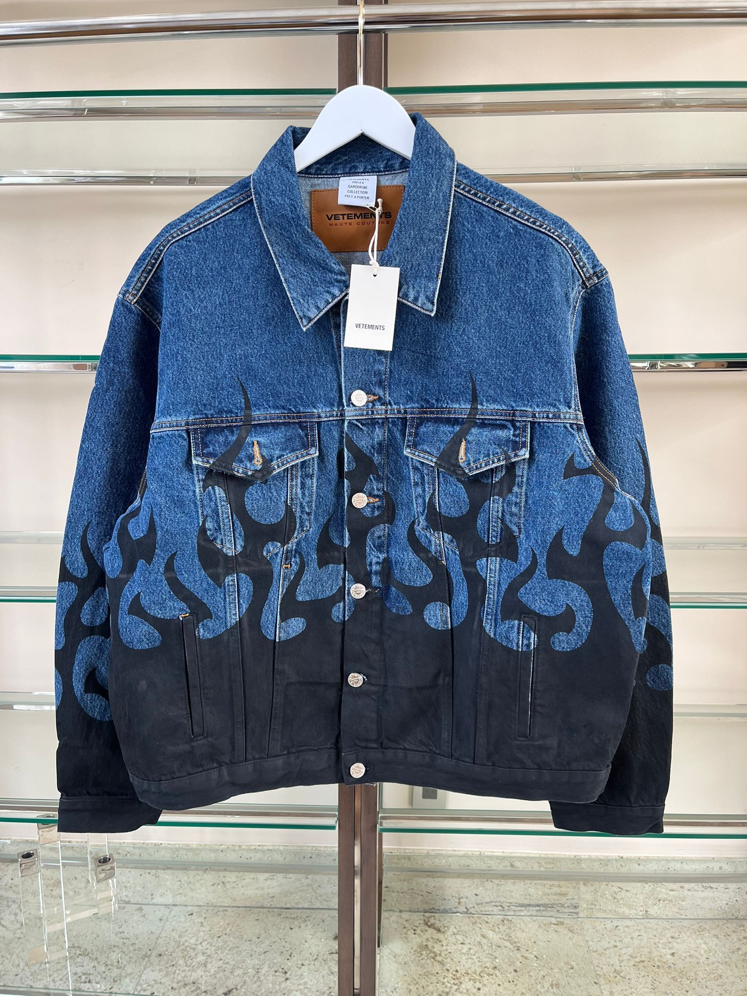 Vetements Denim Flame Jacket in Blue Black Size US L / EU 52-54 / 3 - 1 Thumbnail
