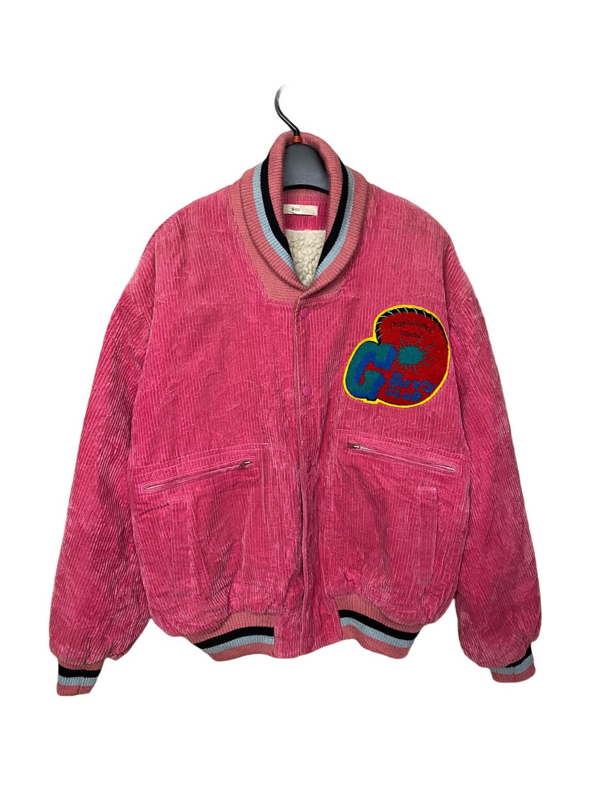 image of Gill Boy’S Club Corduroy Bomber Jacket in Pinks, Men's (Size Large)