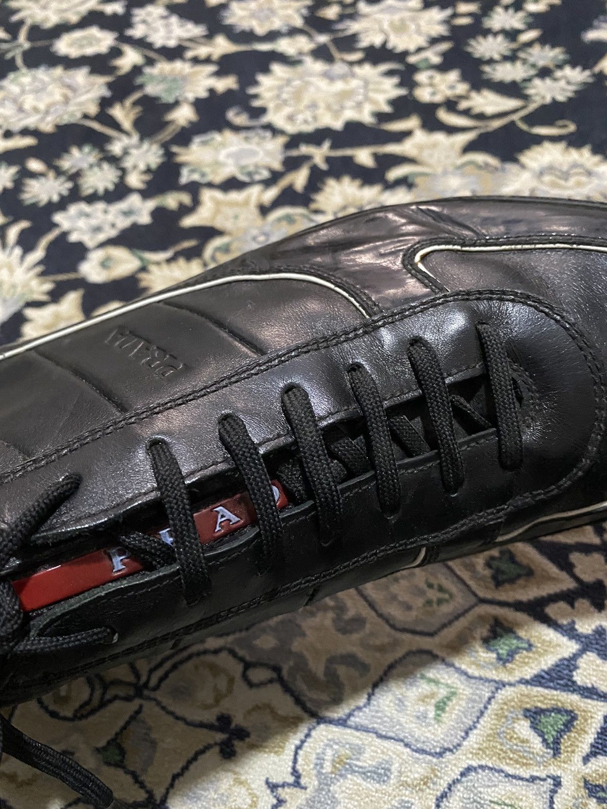 Prada Vtg Prada Black Sneakers Lace Up Lining White Casual Shoes Size US 10.5 / EU 43-44 - 7 Thumbnail