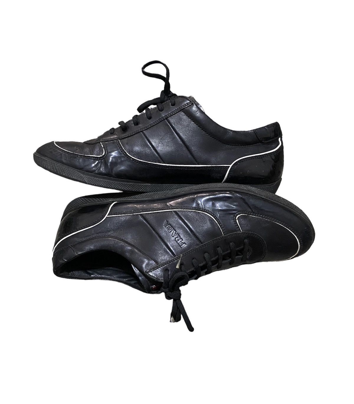Prada Vtg Prada Black Sneakers Lace Up Lining White Casual Shoes Size US 10.5 / EU 43-44 - 1 Thumbnail