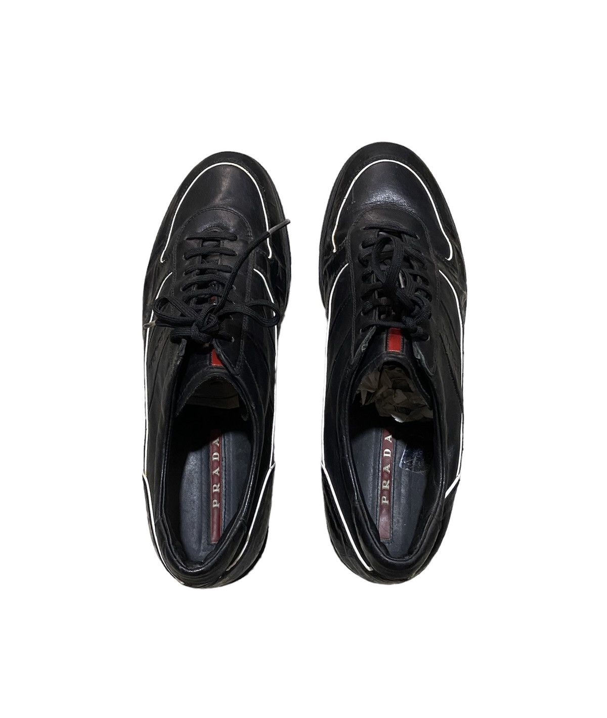 Prada Vtg Prada Black Sneakers Lace Up Lining White Casual Shoes Size US 10.5 / EU 43-44 - 3 Thumbnail