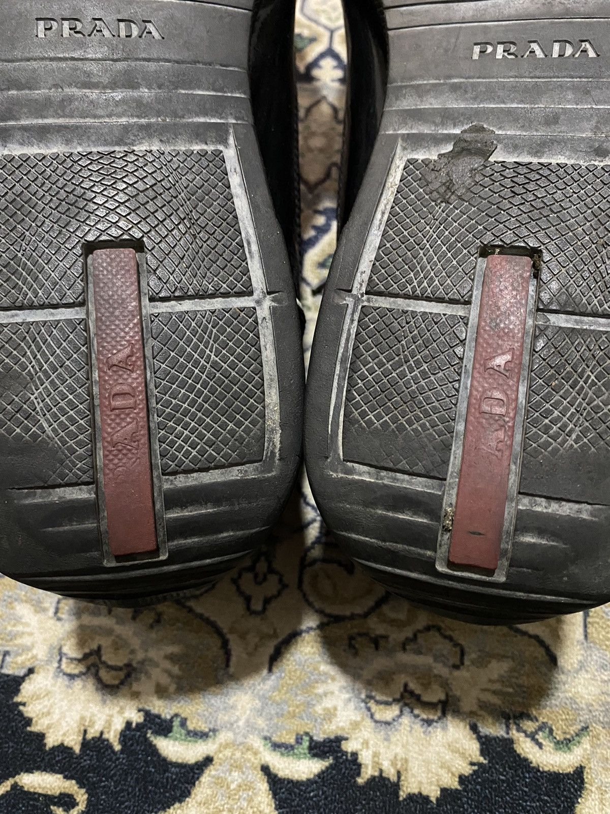 Prada Vtg Prada Black Sneakers Lace Up Lining White Casual Shoes Size US 10.5 / EU 43-44 - 9 Thumbnail