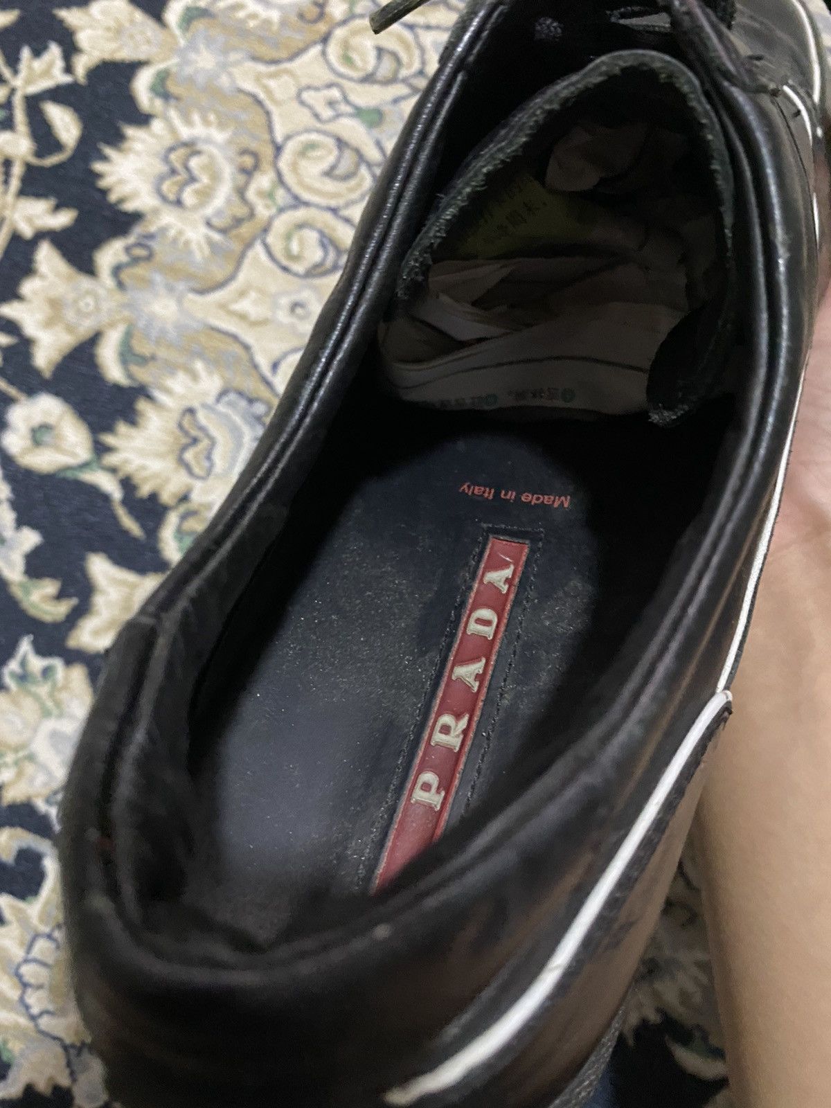 Prada Vtg Prada Black Sneakers Lace Up Lining White Casual Shoes Size US 10.5 / EU 43-44 - 10 Thumbnail