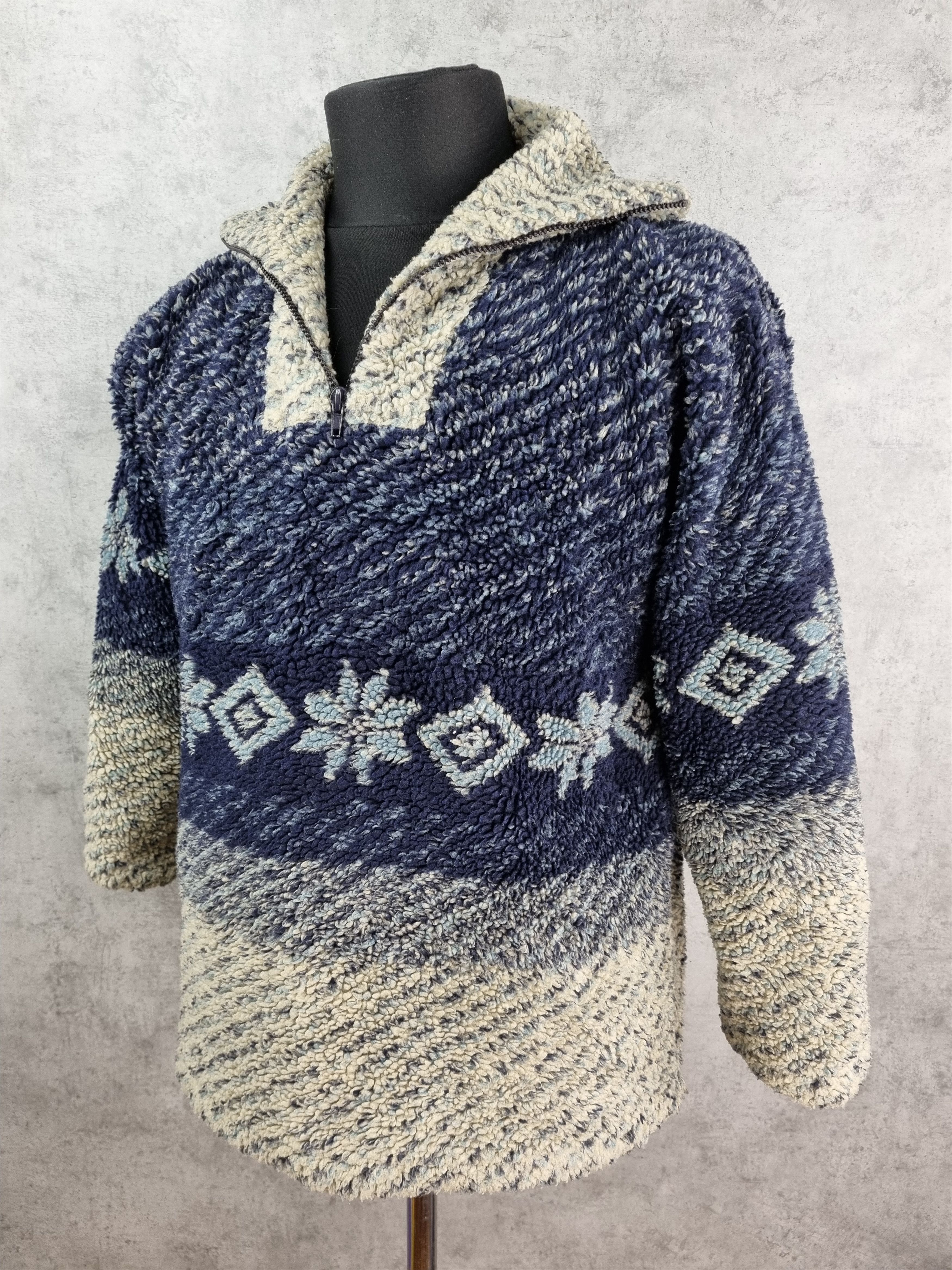 Vintage Rare 90s Flakes Print Deep Pile fleece PATAGONIA ACG style Size US M / EU 48-50 / 2 - 3 Thumbnail