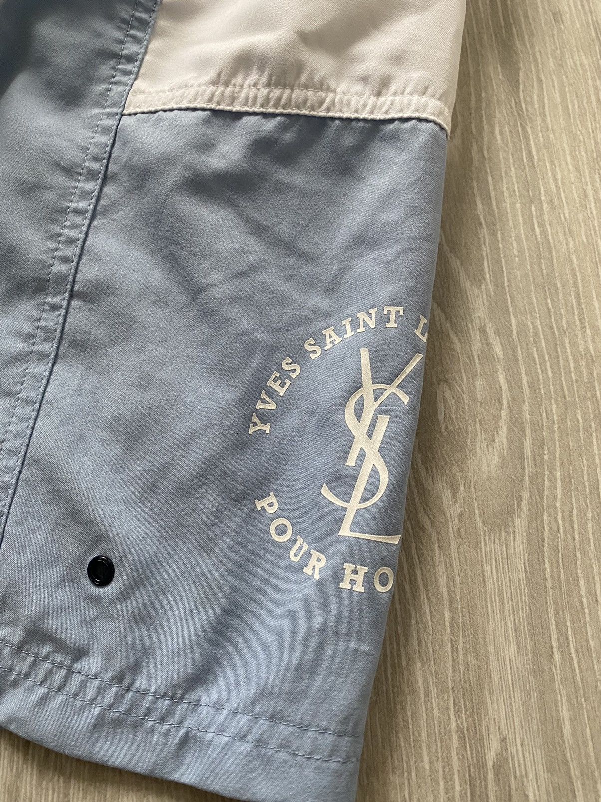 Vintage × Yves Saint Laurent 90s Yves Saint Laurent vintage baby blue shorts YSL Size US 28 / EU 44 - 2 Thumbnail