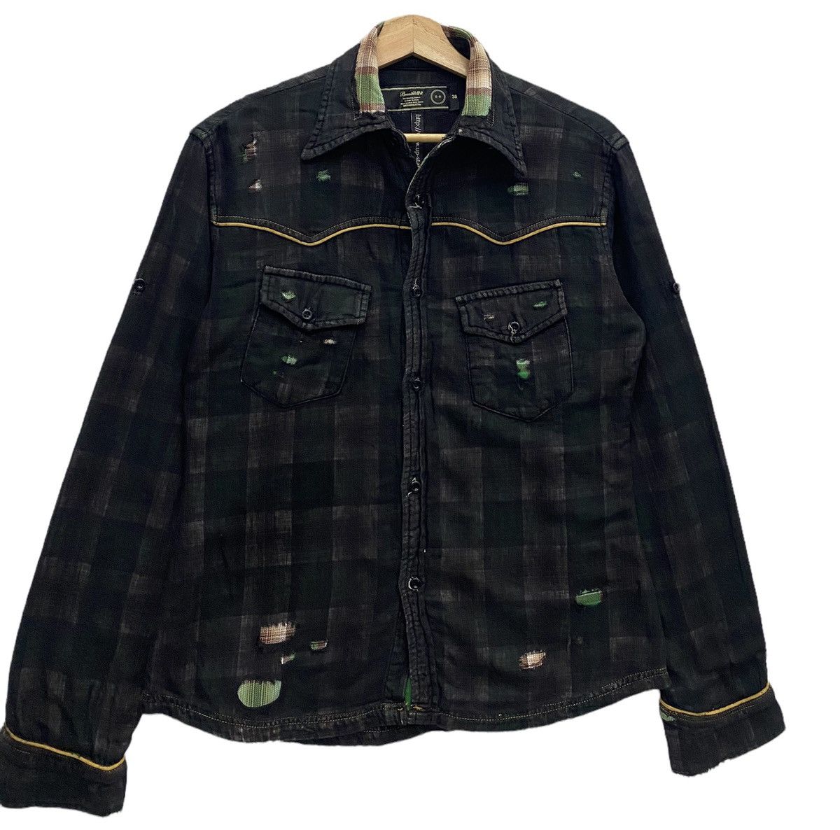 Flannel 🔥BRTHBREATH PATCHWORK DISTRESS FLANNEL BUTTON UP SHIRT Size US S / EU 44-46 / 1 - 4 Thumbnail
