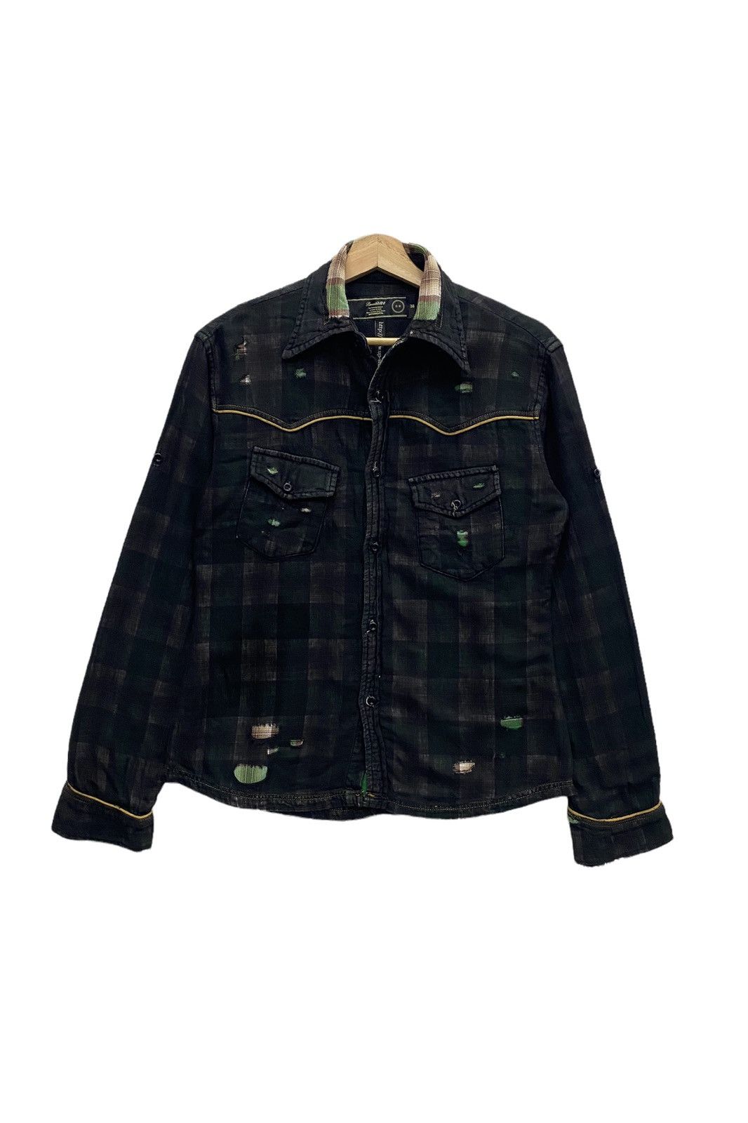 Flannel 🔥BRTHBREATH PATCHWORK DISTRESS FLANNEL BUTTON UP SHIRT Size US S / EU 44-46 / 1 - 1 Thumbnail