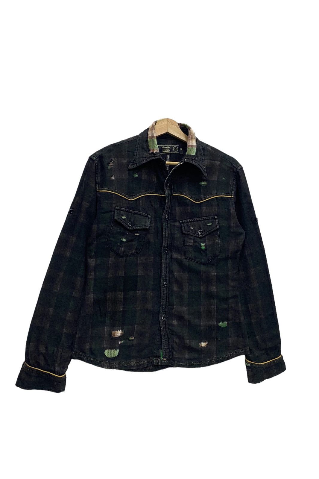 Flannel 🔥BRTHBREATH PATCHWORK DISTRESS FLANNEL BUTTON UP SHIRT Size US S / EU 44-46 / 1 - 7 Thumbnail