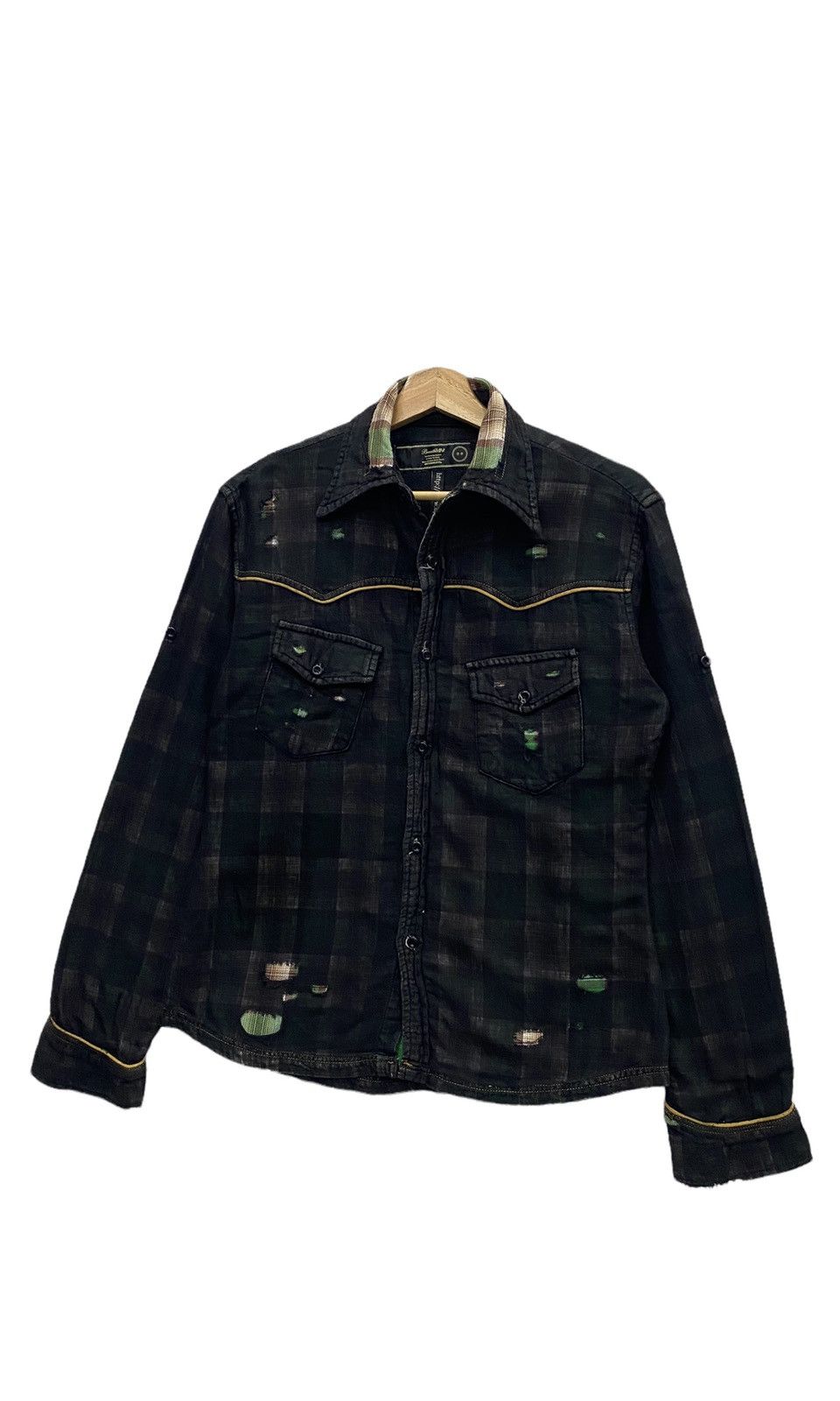 Flannel 🔥BRTHBREATH PATCHWORK DISTRESS FLANNEL BUTTON UP SHIRT Size US S / EU 44-46 / 1 - 8 Thumbnail